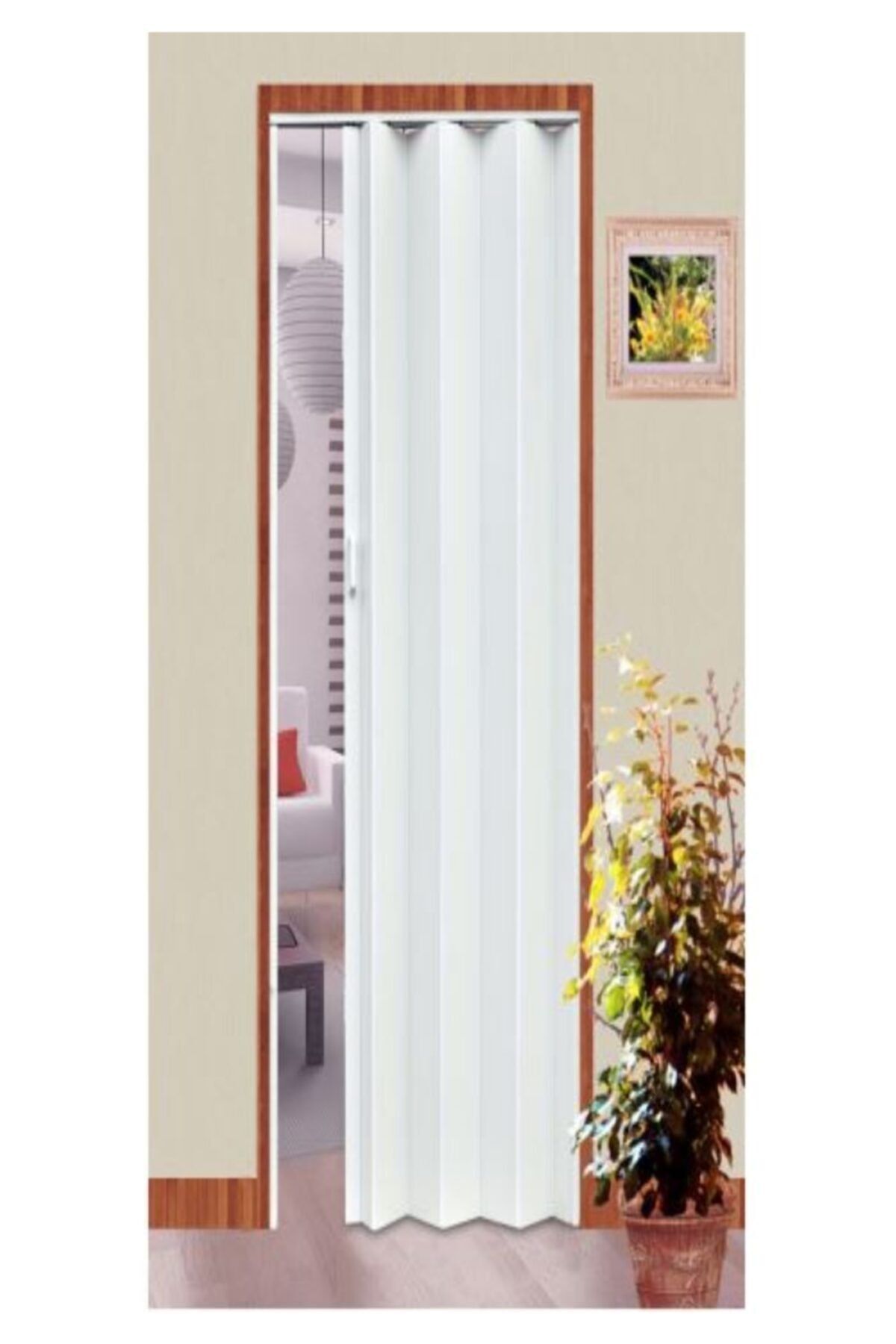 ERİKMANN Akordiyon Kapı 100cm H220 Beyaz Katlanır Pvc
