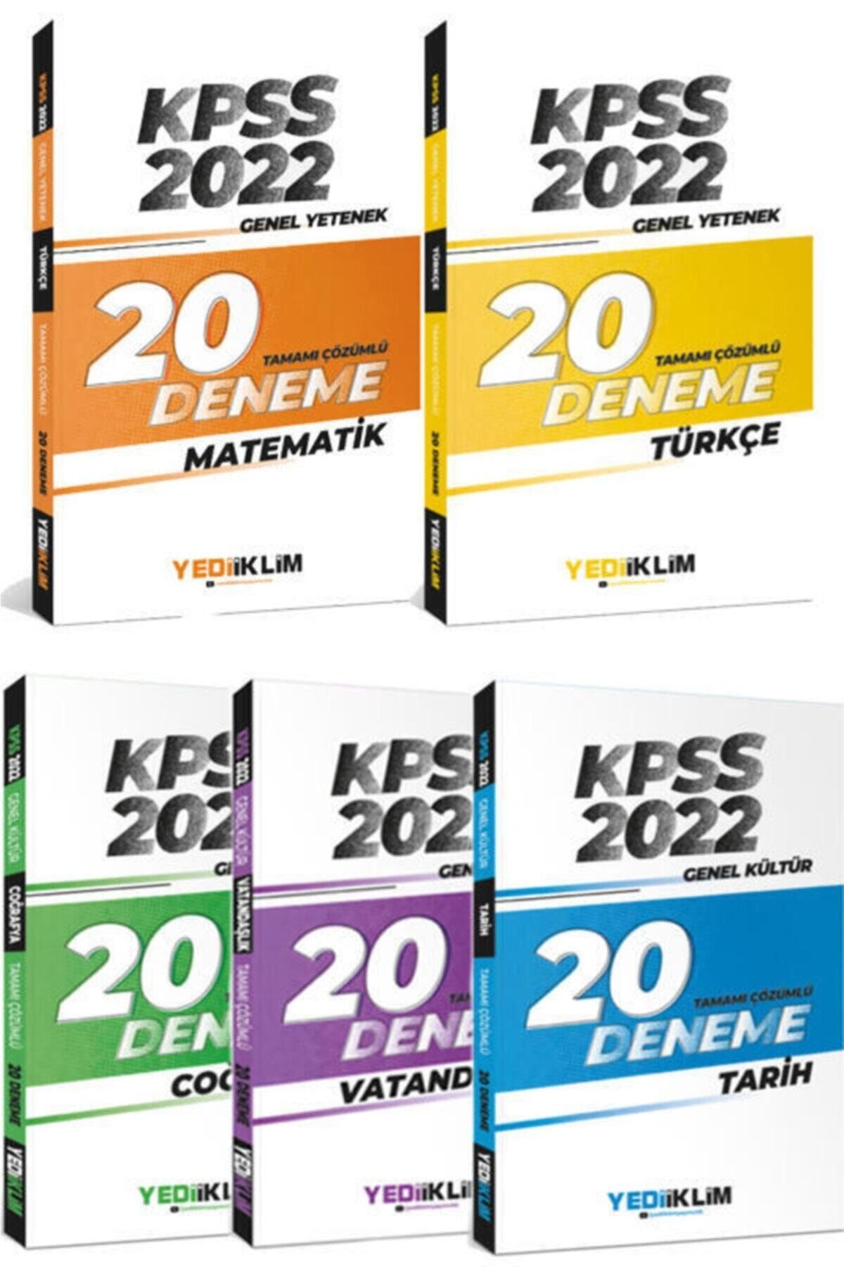 Yediiklim Yayınları 2022 Kpss Gy Gk Tamamı Çözümlü 20 Deneme Seti