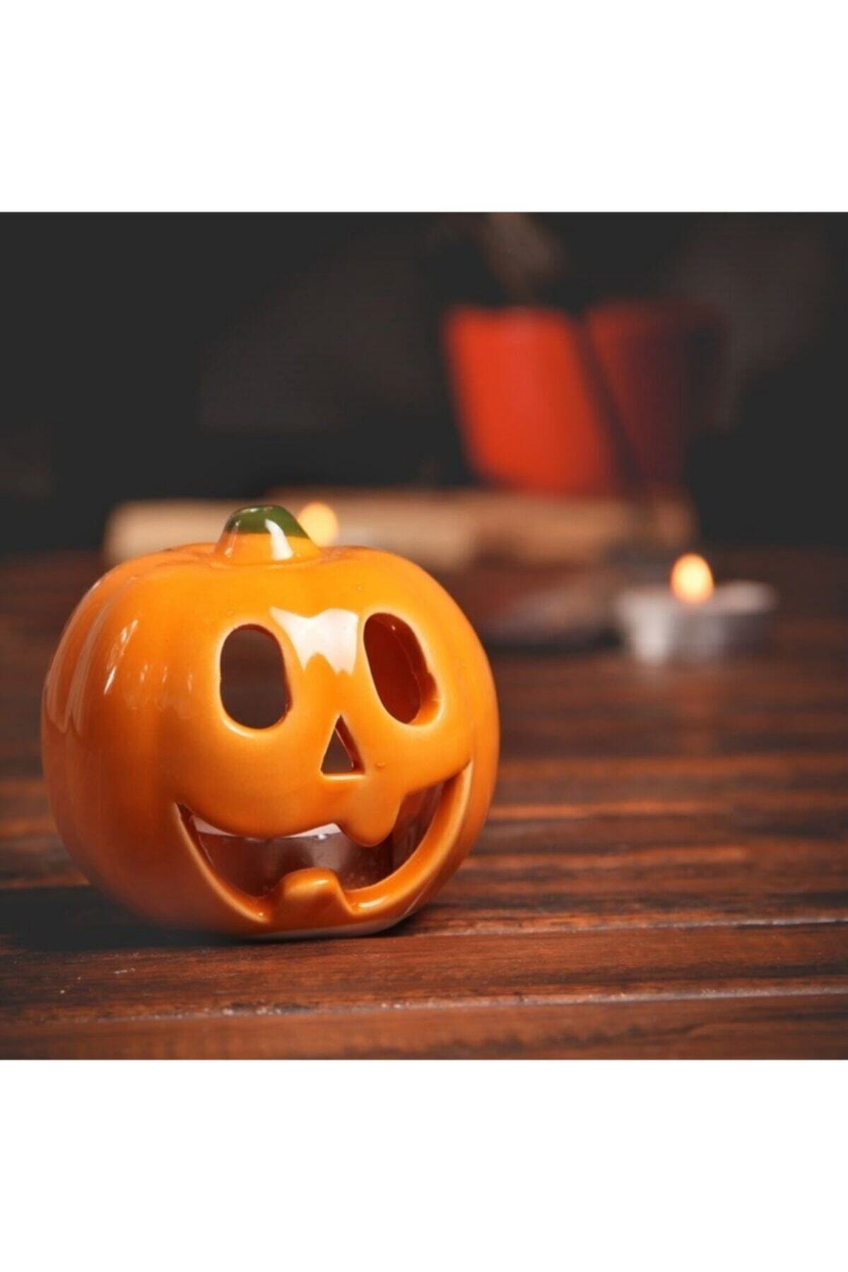 bukitom Bal Kabağı Dekoratif Seramik Mumluk, Tütsülük, Halloween Balkabağı Süs