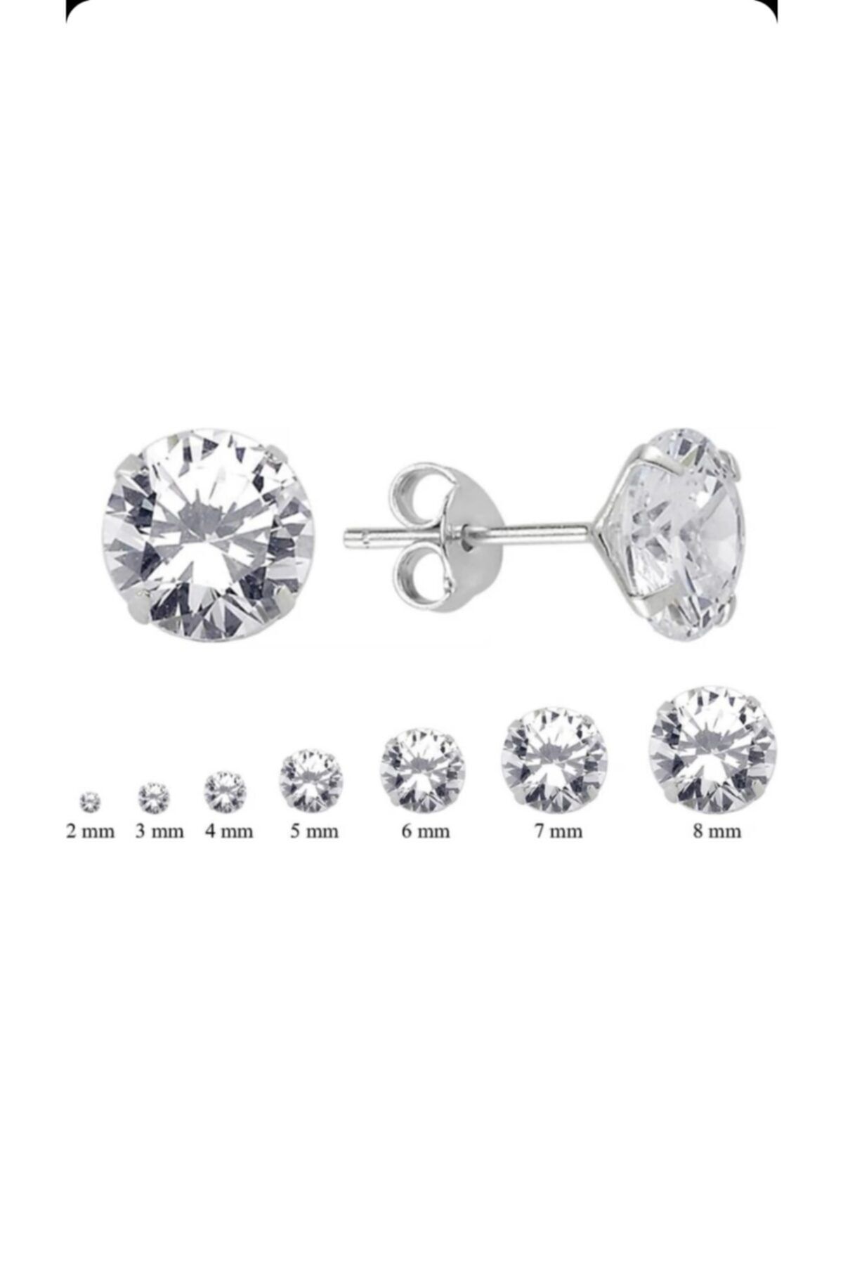 Si&Si Accessories 925 Ayar Gümüş , Oval Zirkon Taşlı Unısex 1 Adet Küpe