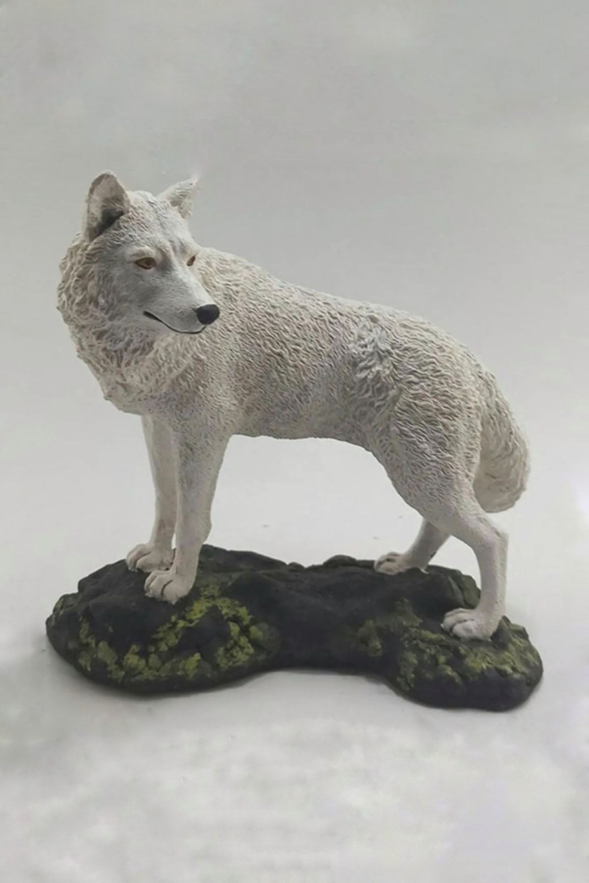 M1 DEKORASYON Dekoratif Ayaklı Kurt Biblo Beyaz 29 X 22 X 10 Cm