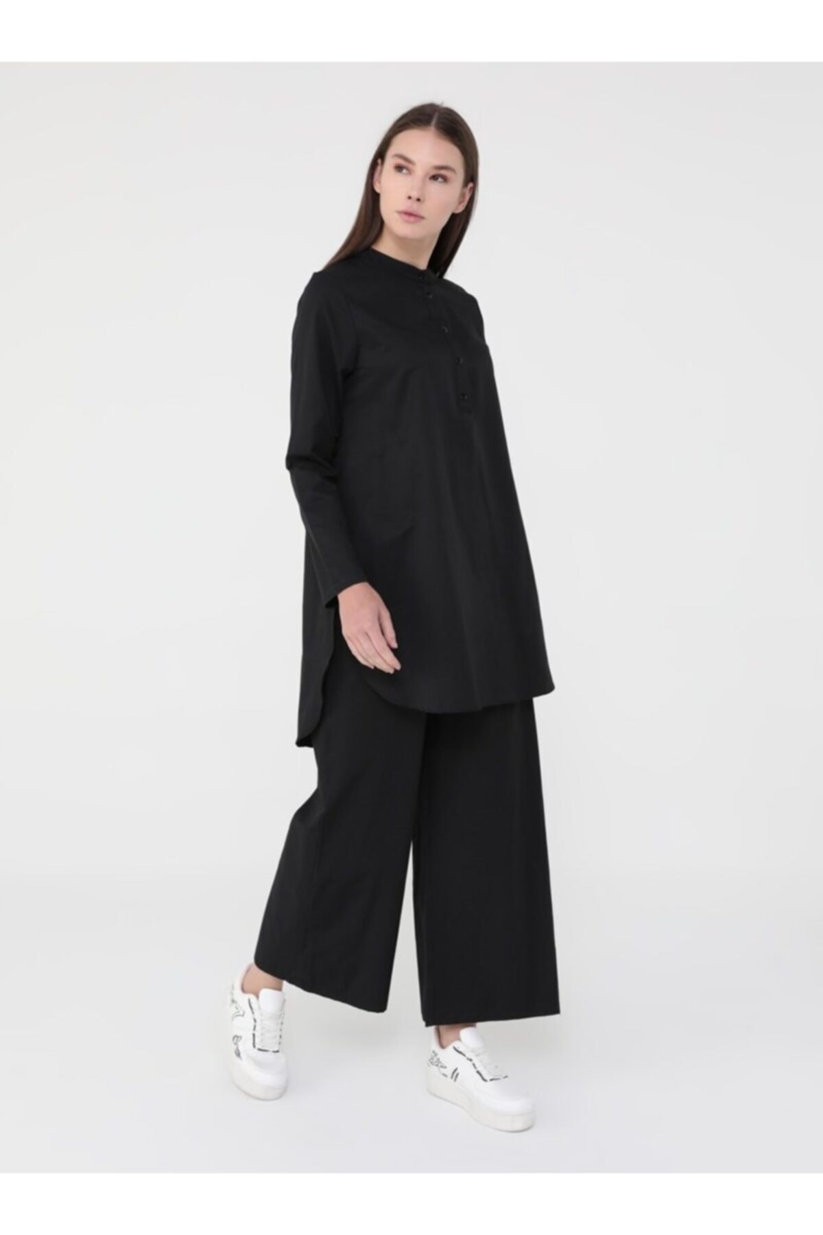 Refka Çıtçıtlı Tunik&Pantolon Ikili Takım - Siyah - Basic