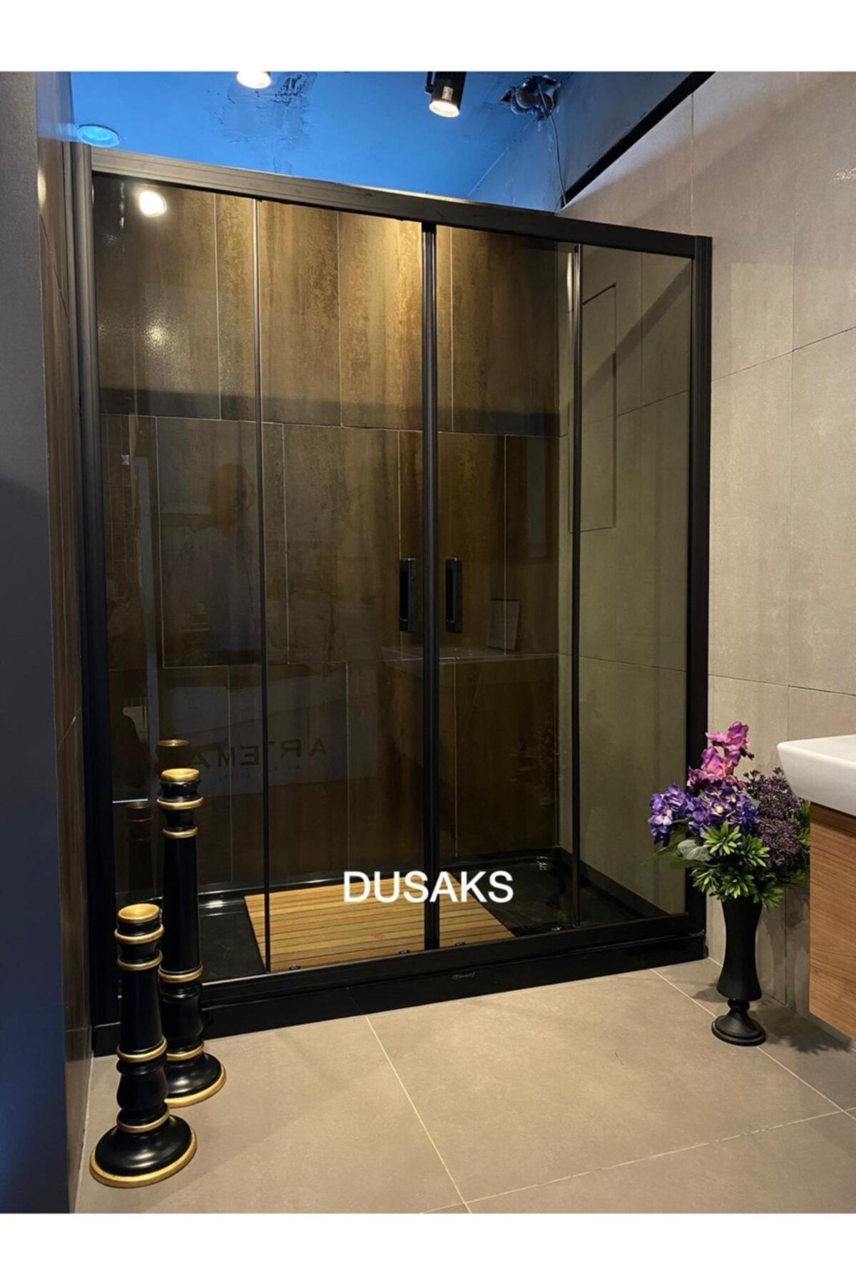 DUSAKS Siyah Duşakabin Füme Cam H190