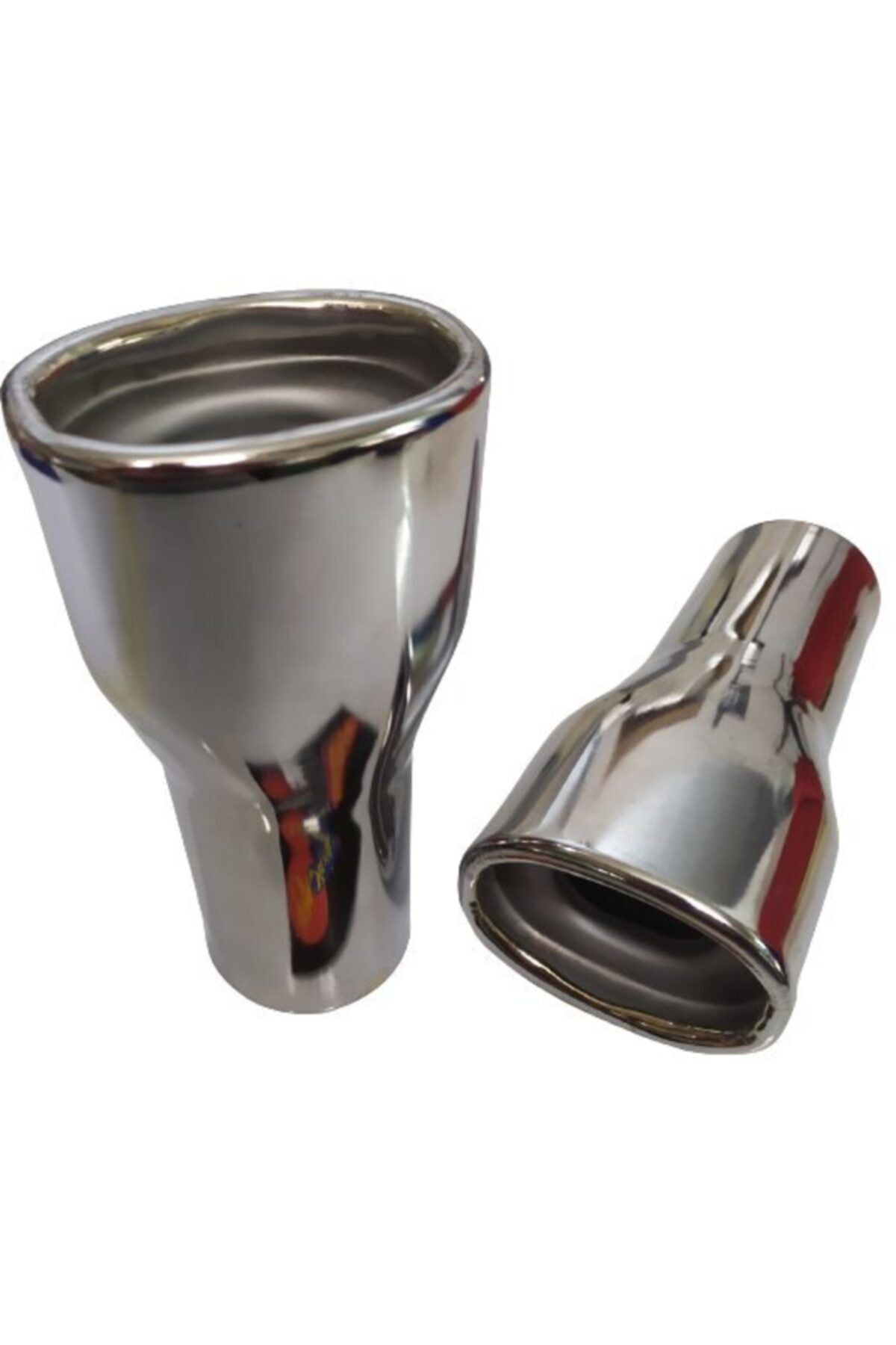 YAVAS OTO Yo 286 Cap 51 Oval Islık Seslı Cift Kapaklı Krom Egzoz Ucu Paslan