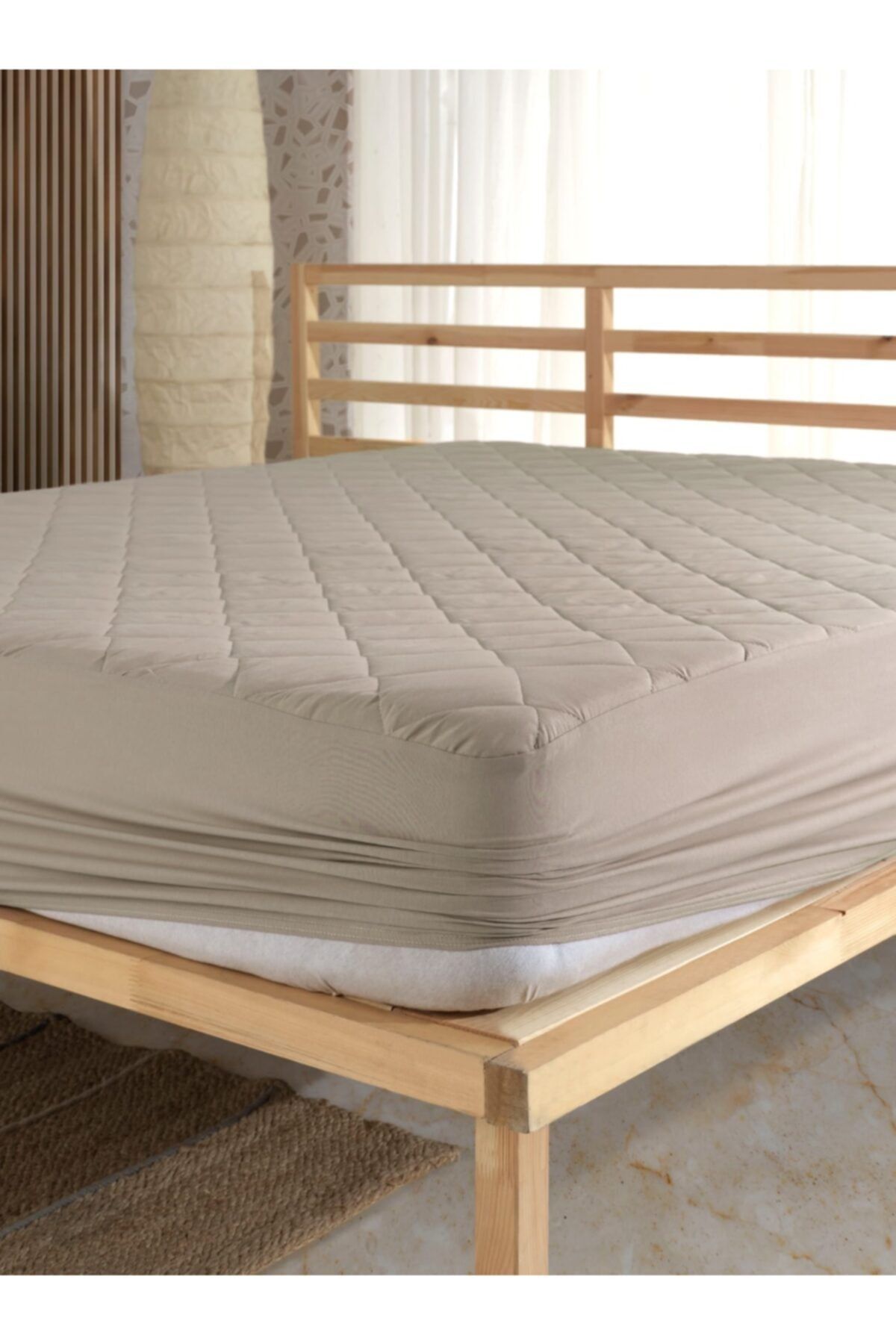 ElginHomeCollection Kapitone Sıvı Geçirmez Renkli Fitted Alez Yatak Koruyucu Sütlü Kahve Pamuk