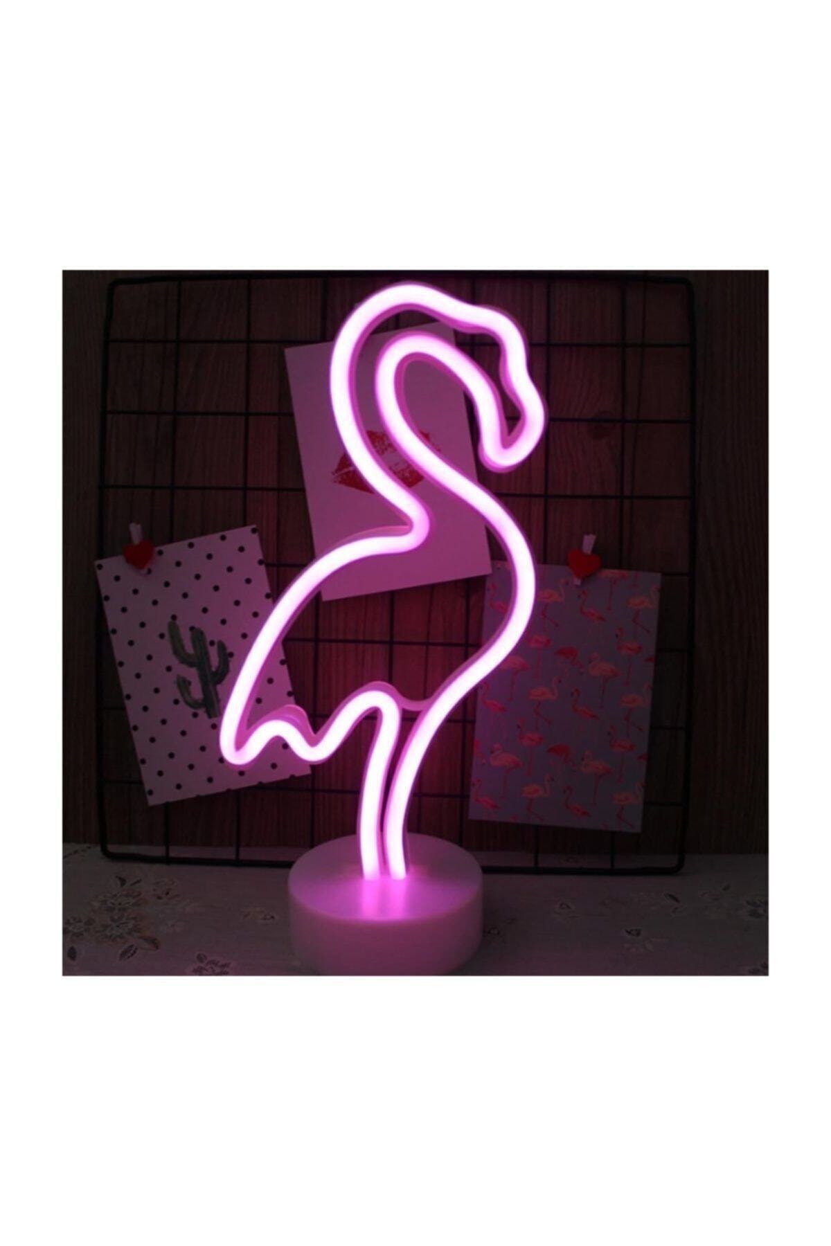 HediyeFilesi Flamingo Neon Led Işıklı Masa Lambası Dekoratif Led Neon Lamp