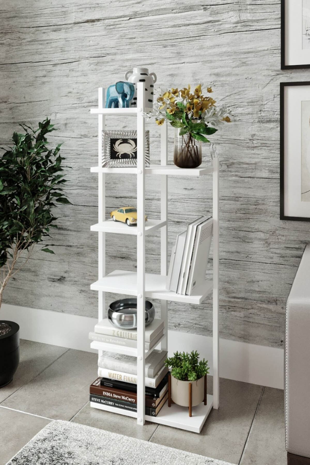 Osso Halı Osso Beyaz 8 Bölmeli Raf Dekoratif Modern Ahşap Mdf Çarpaz Çiçeklik