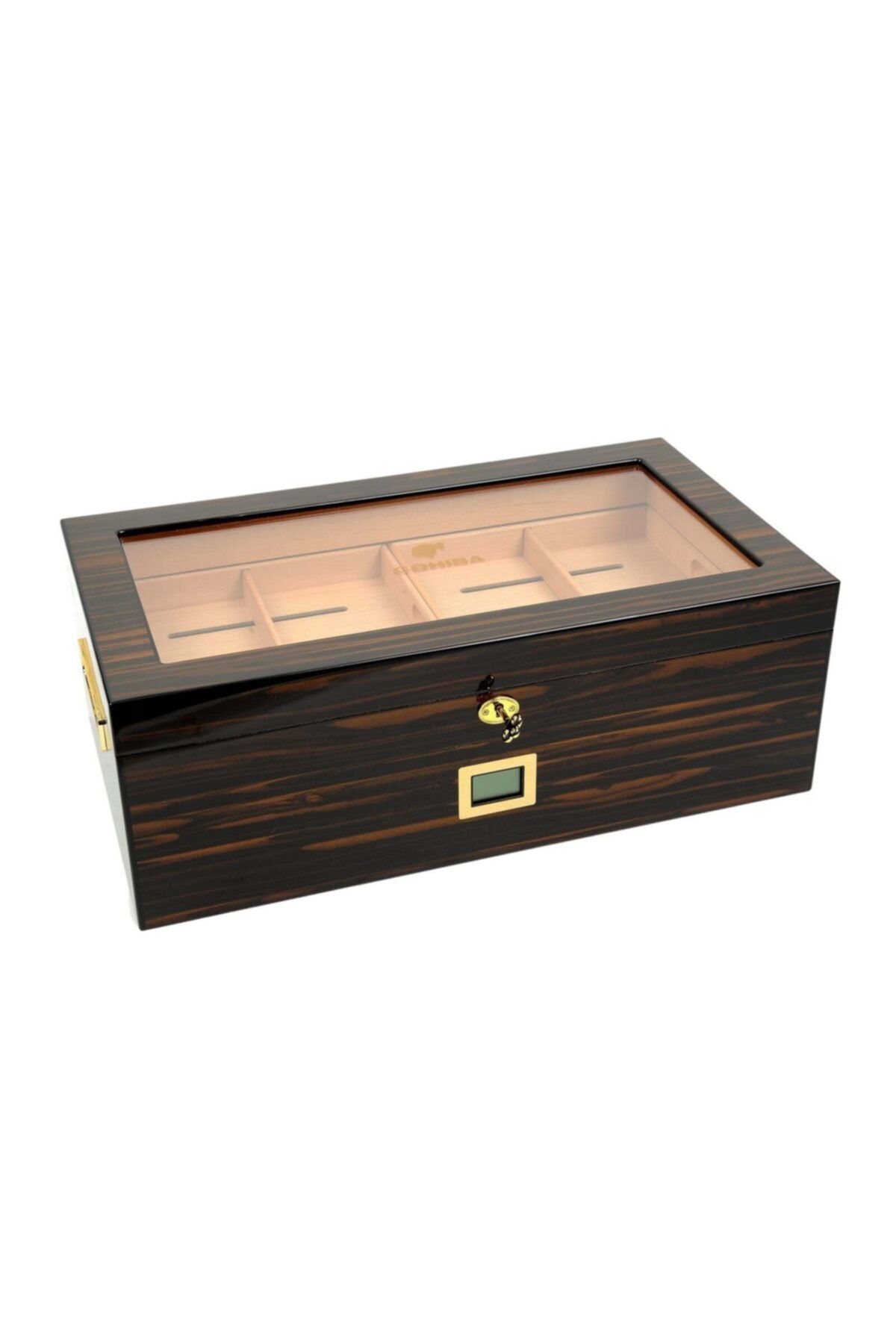 COHİBA Koyu Kahverengi Cam Kapaklı Humidor