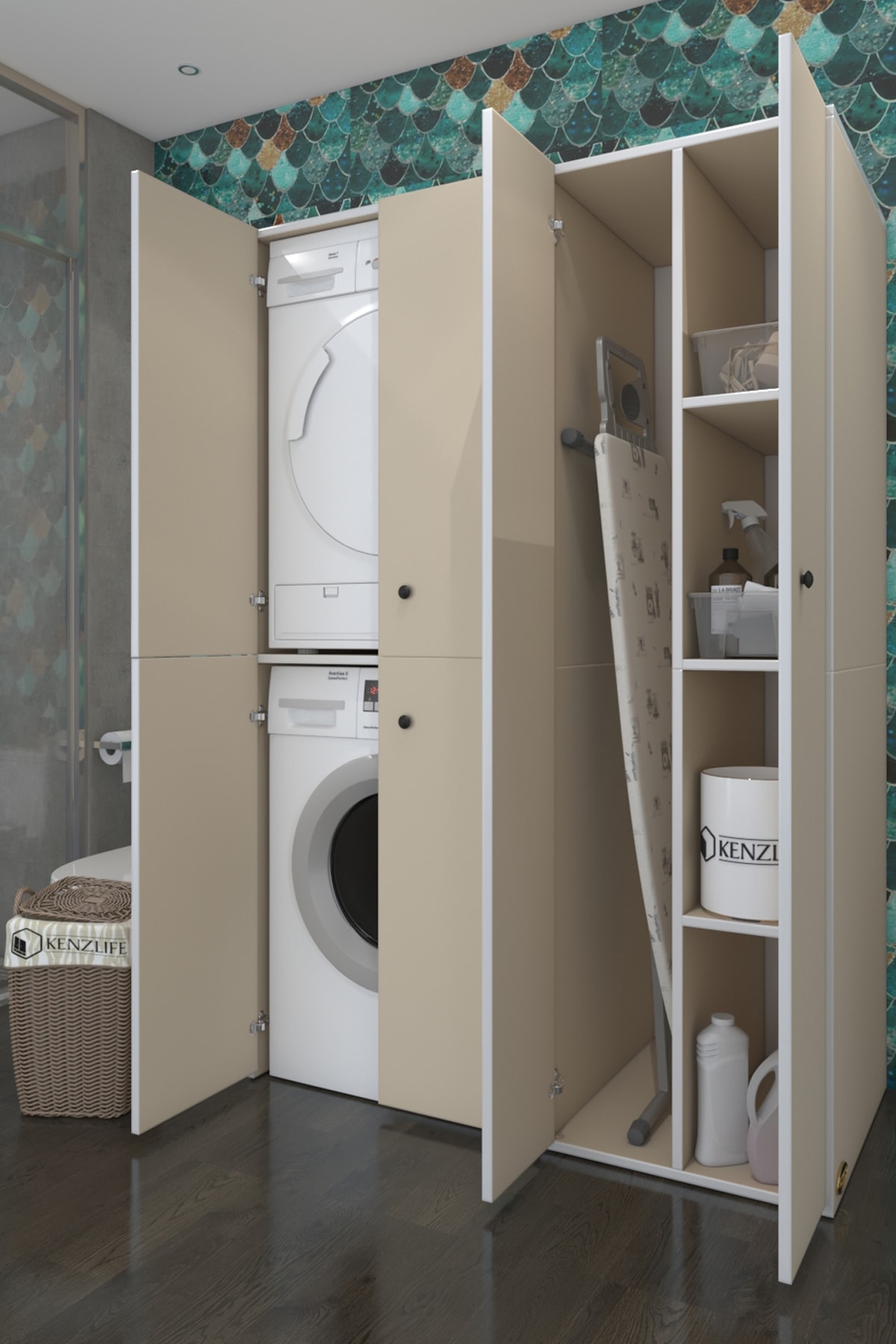 Kenzlife Çamaşır-kurutma Makinesi Dolabı Kapaklı Yaromira Okr 180*120*60 Banyo