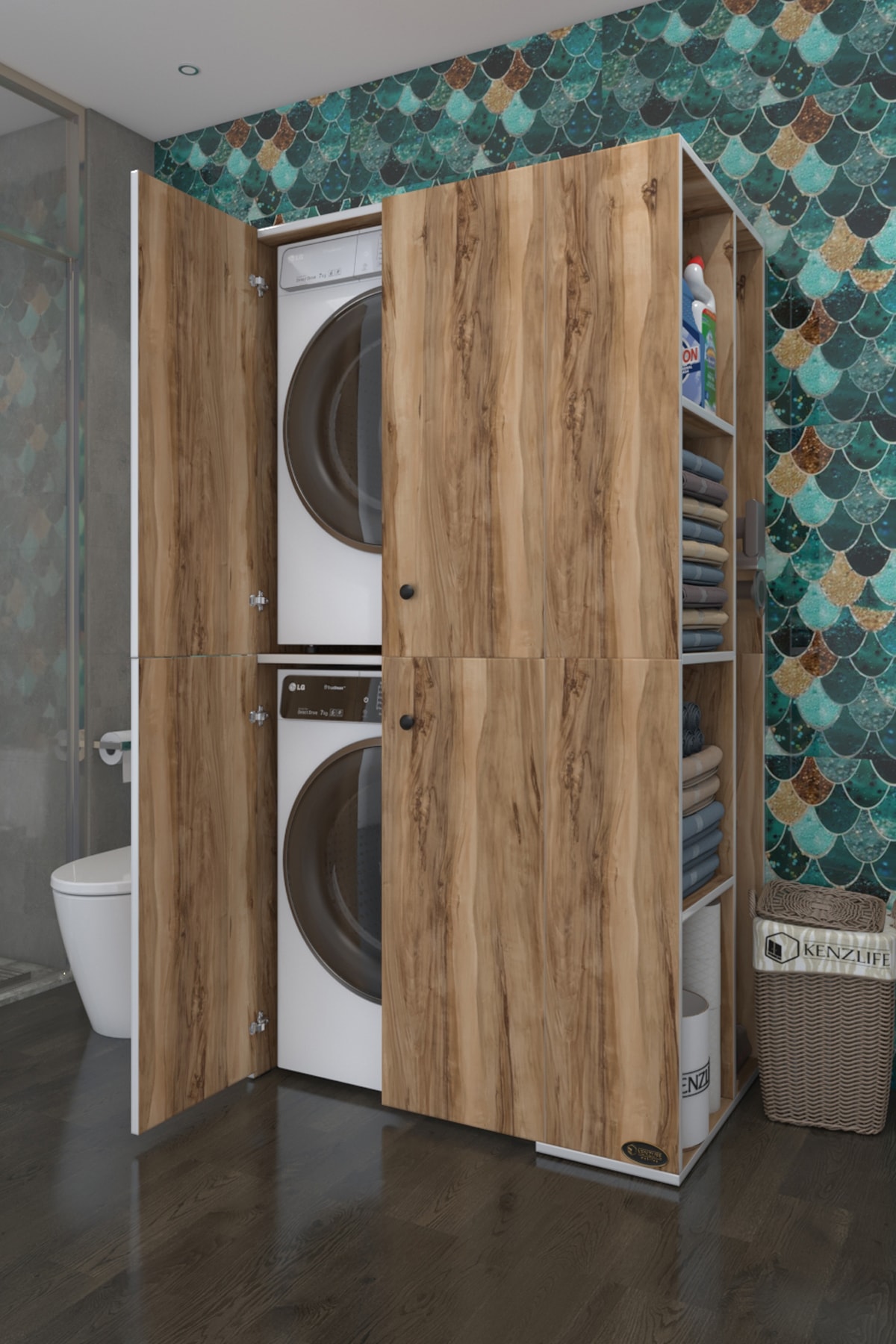 Kenzlife Çamaşır-kurutma Makinesi Dolabı Kapaklı Foka Trc 180*090*60 Banyo