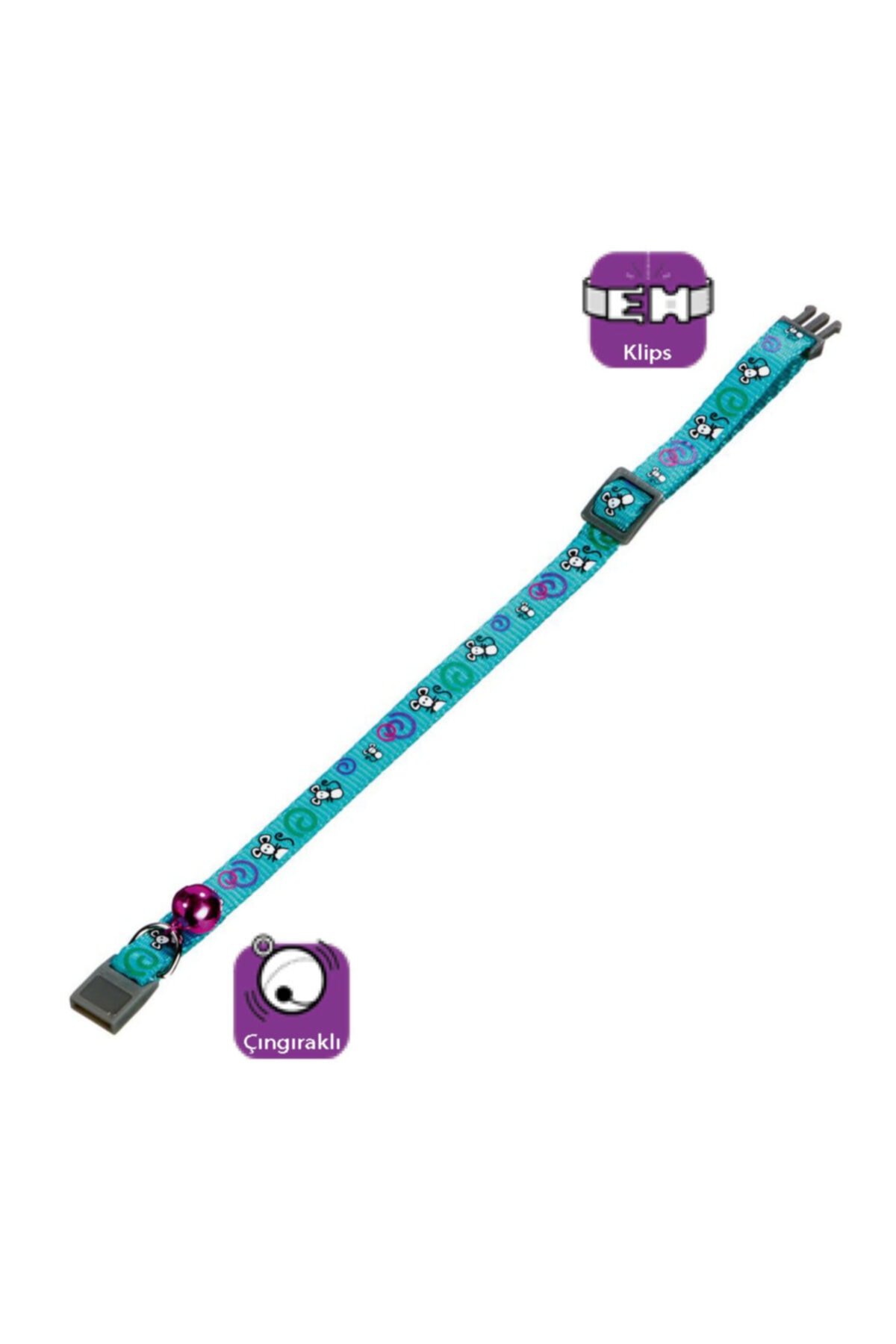 HİLALSHOP Karlıe Kedi Boyun Tasma Çıng. 30cm Turkuaz