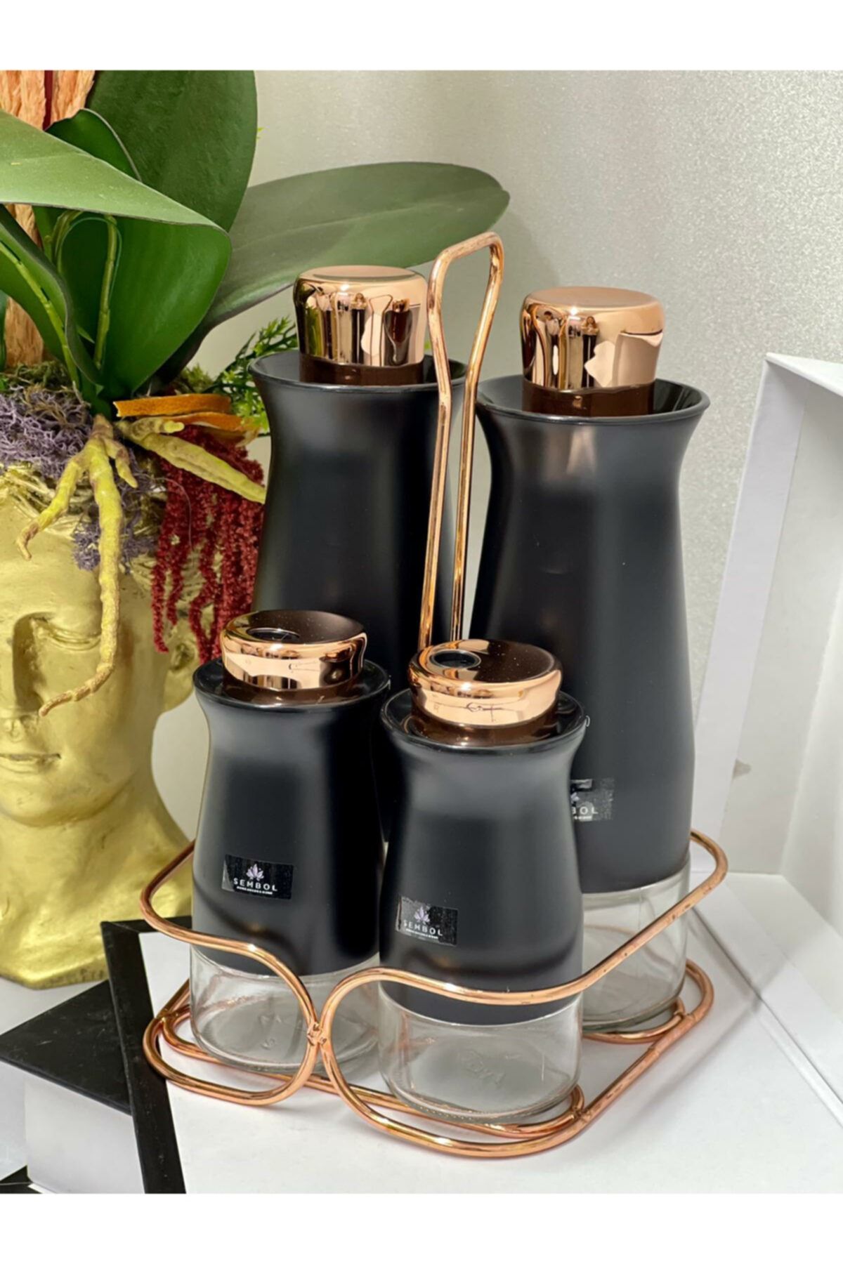 Sembol Art-35 Standlı 4 Lü Yağdanlık Black