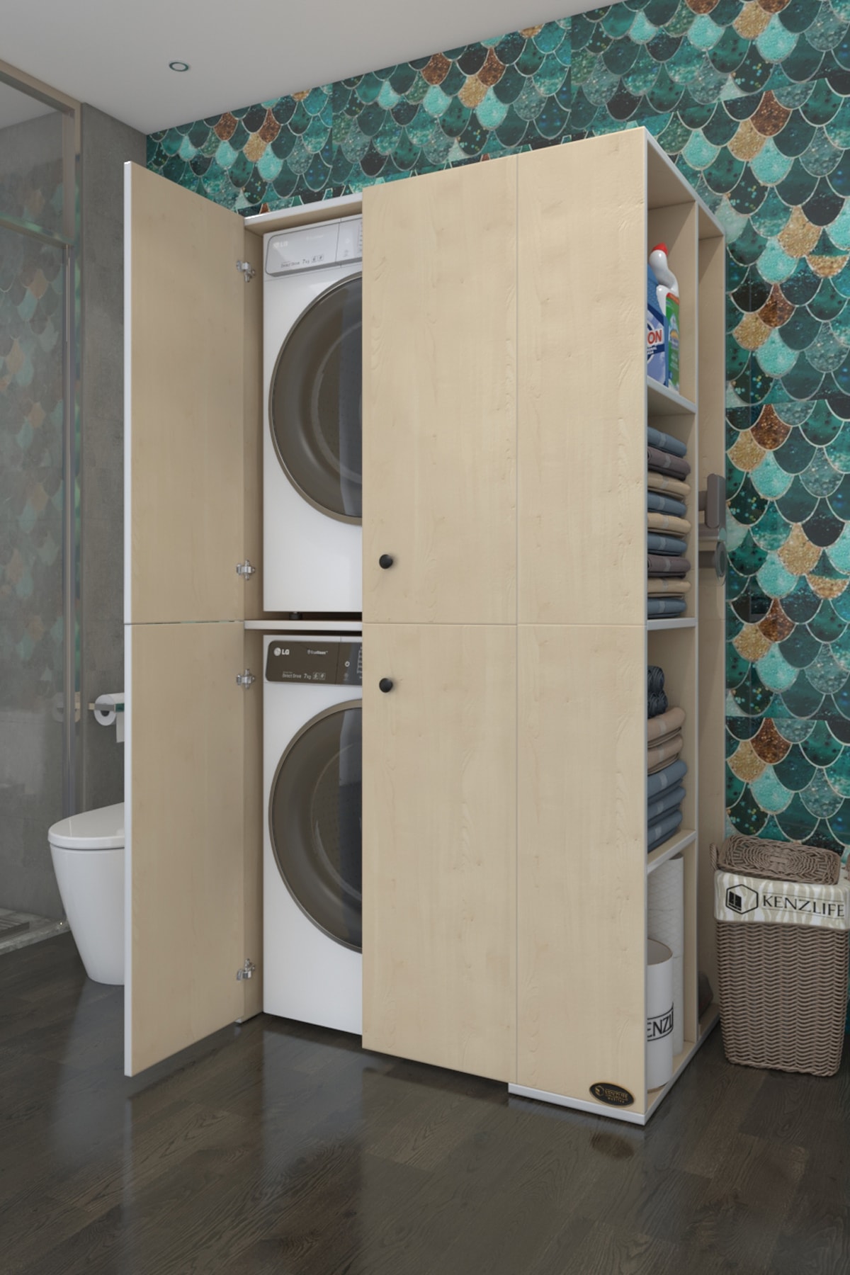 Kenzlife Çamaşır Kurutma Makinesi Dolabı Kapaklı Foka Daa 180*090*60 Banyo