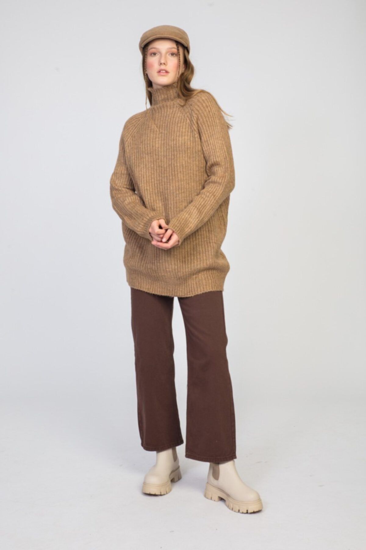 SİNDAL Yarım Boğazlı Triko 33-3013 - Camel