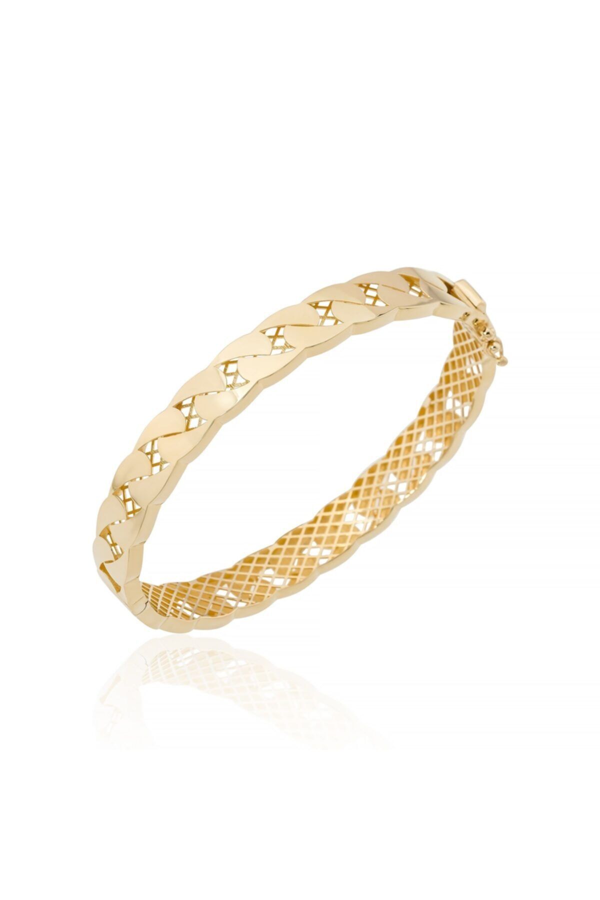ELEF JEWELLERY Modern Zincir Formlu 14 Ayar Altın Gurmet Kelepçe