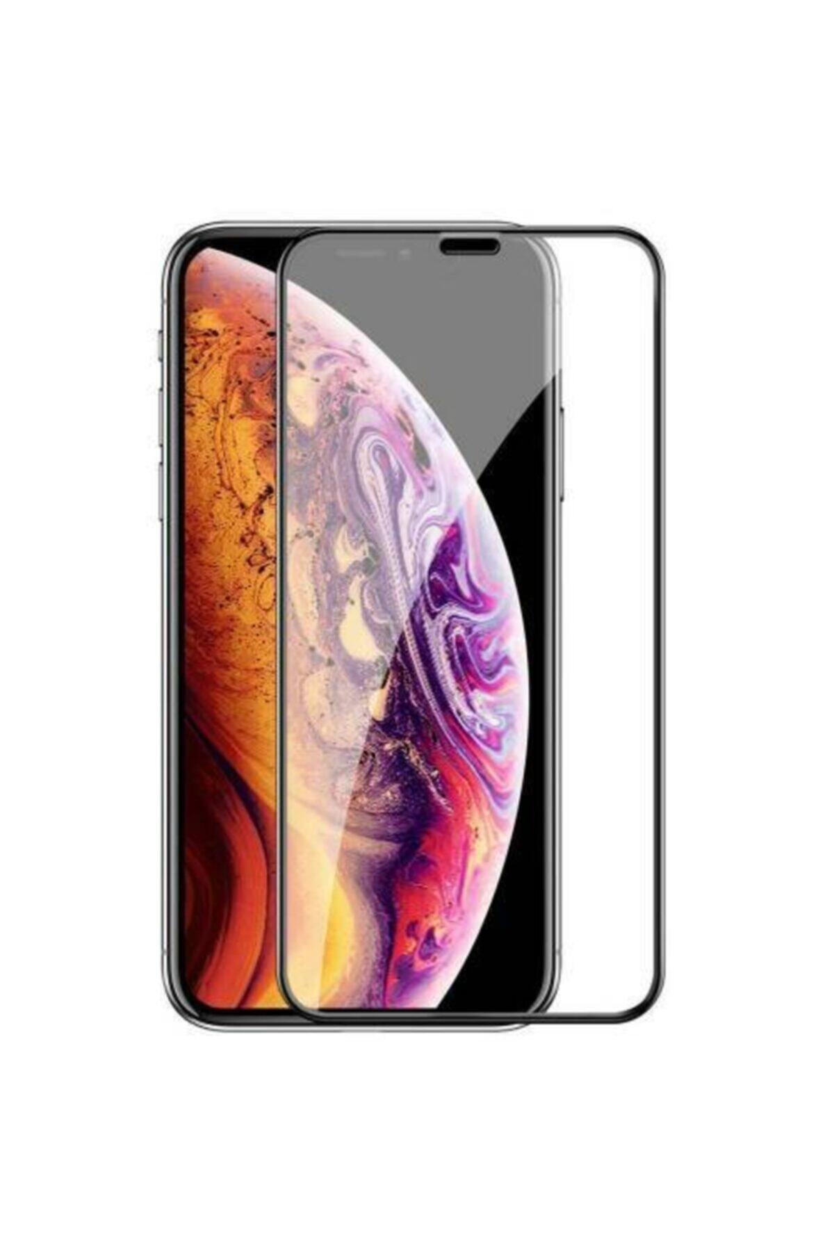 ADAMAN Iphone Xs Max Tam Kaplayan Full Kırılmaz Cam Ekran Koruyucu, Kavisli Ve Temperli Koruma - Siyah