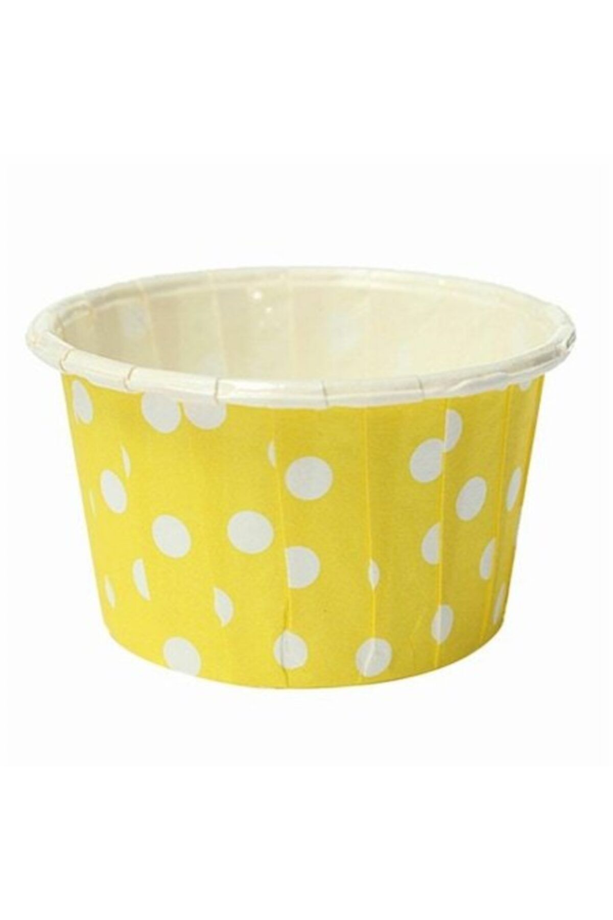 Pasta1001 Muffin Cupcake Mini Kek Kalıbı Kapsülü Sarı Puantiyeli 44mm X 35mm (50 ADET)