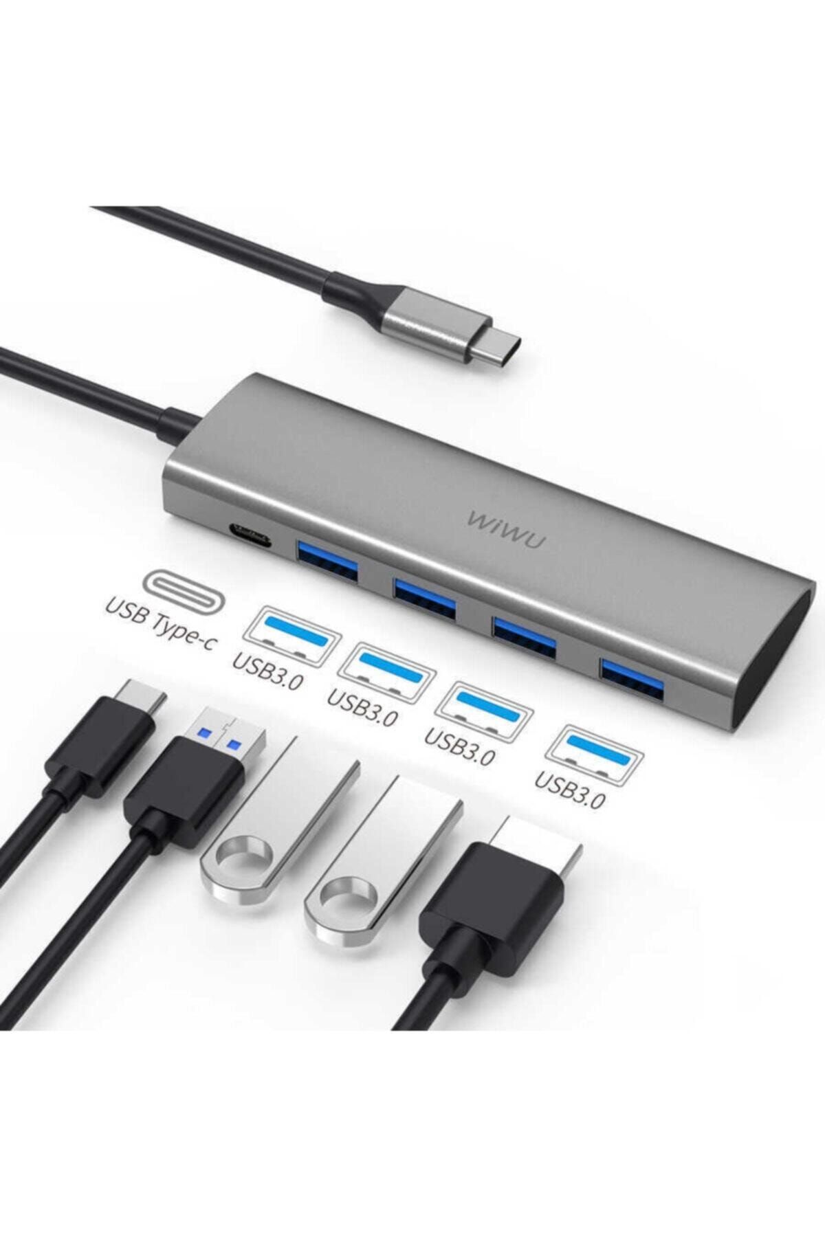 WIWU Alpha 541p Type-c Hub Usb Çoklayıcı Hızlı Ve Güvenli Veri Aktarımı Çoklu Dönüştürücü