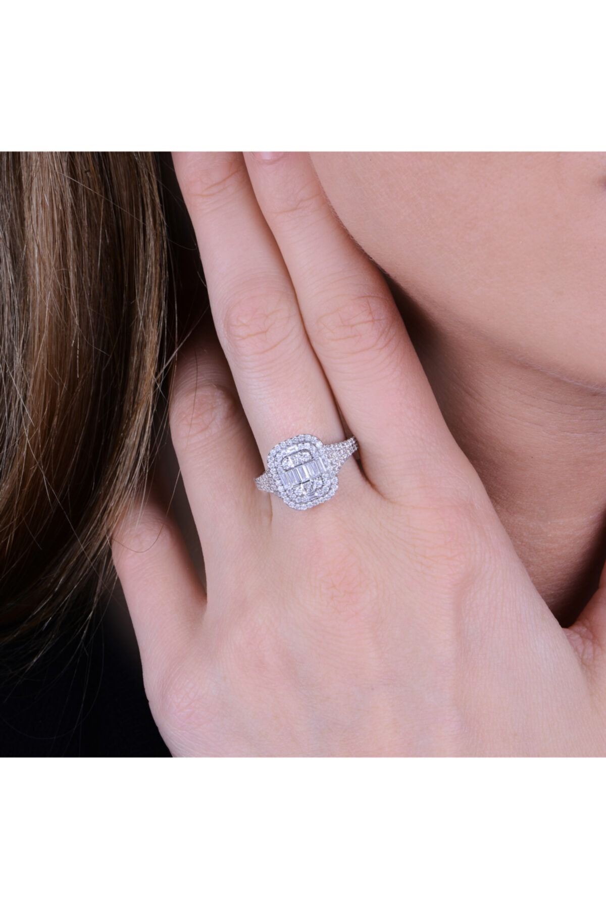 Exen Pırlanta 0.80 Carat F Vs Sı 14k 4.06 gram Baget Pırlanta Yüzük