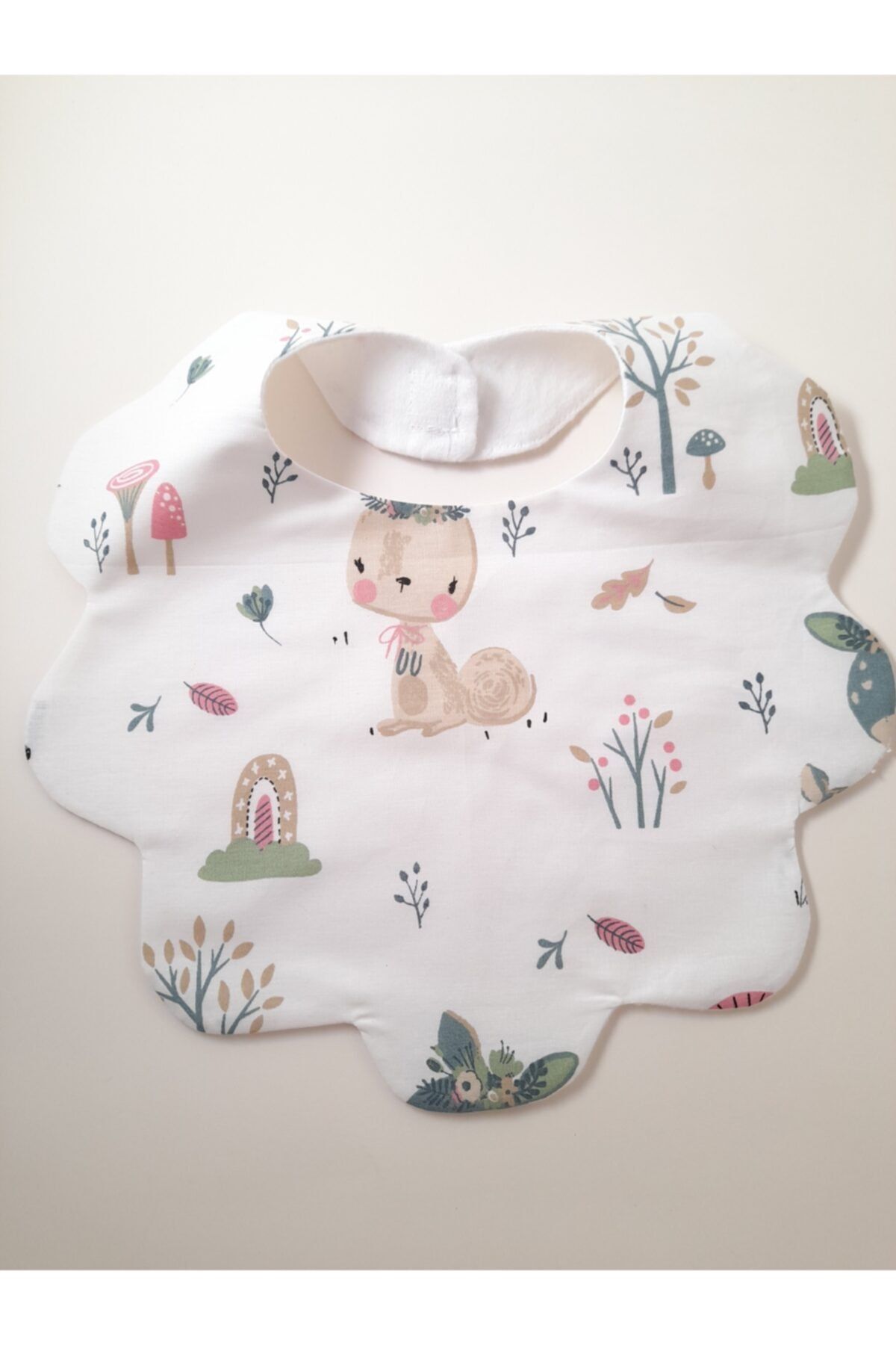 LUNA BABY Çift Katlı %100 Organik Bambi Çiçek Modelli Bebek Ve Çocuk Yakalık Mama Önlüğü