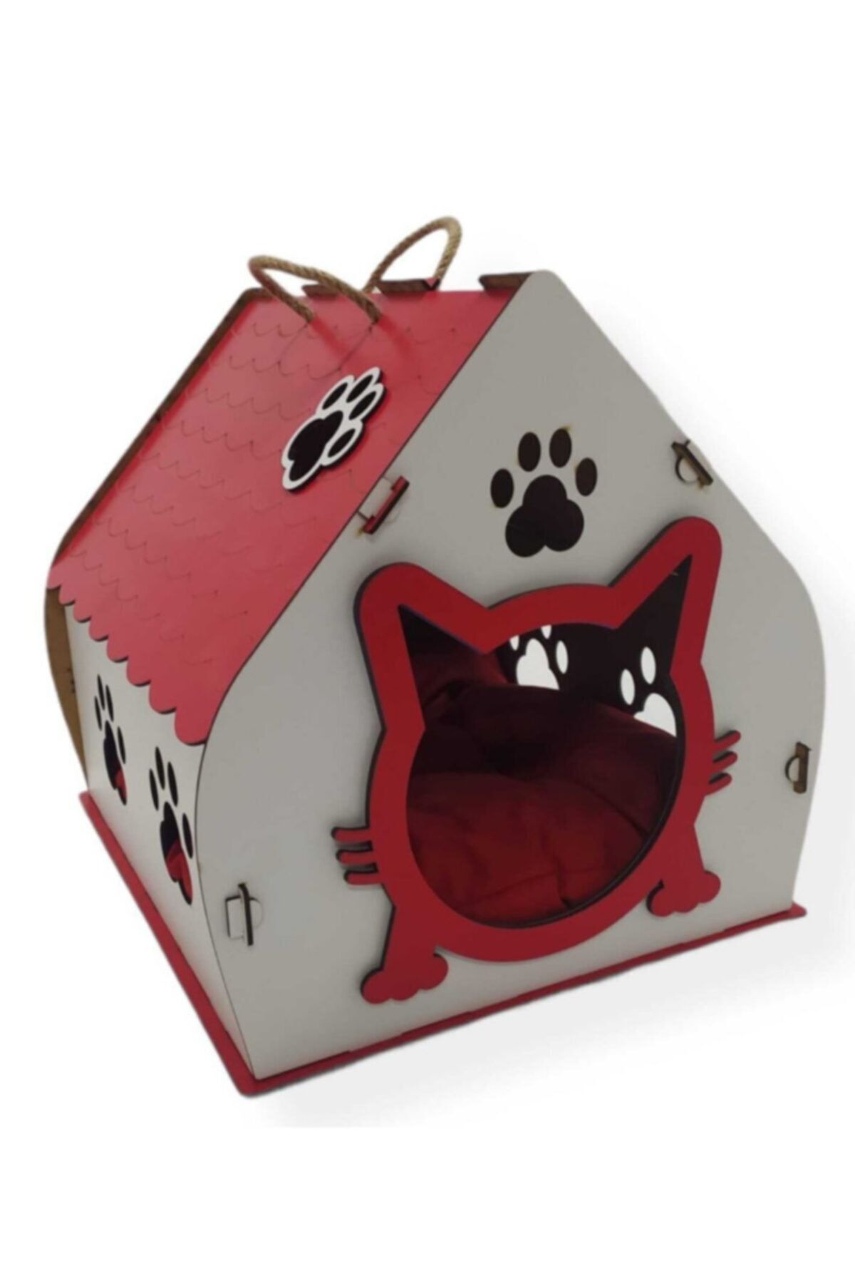 Best Ahşap Kedi Evi Minder+mama Kabı Hediyeli