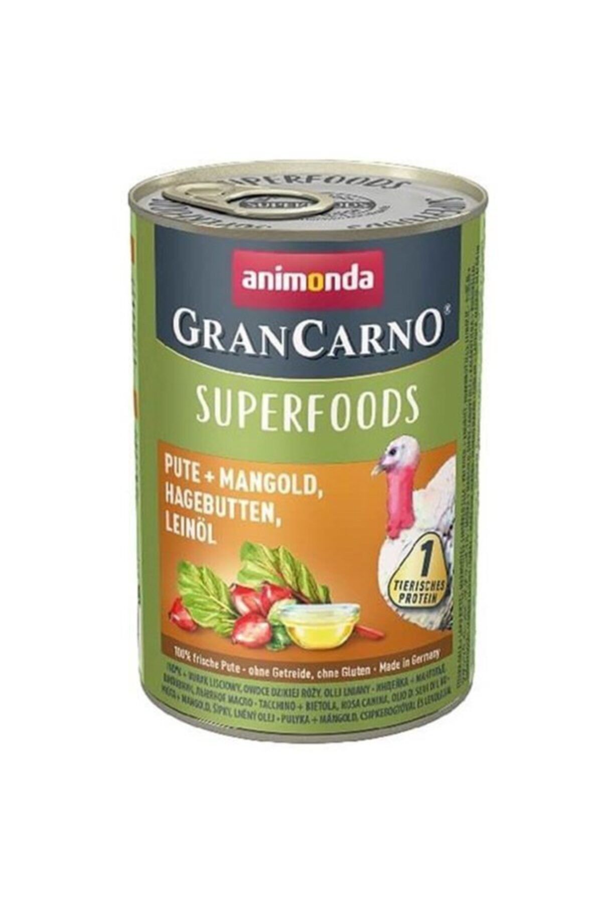 Animonda Gran Carno Superfoods Hindi Pazı Ve Kuşburnu Yetişkin Köpek Konservesi 400 Gr