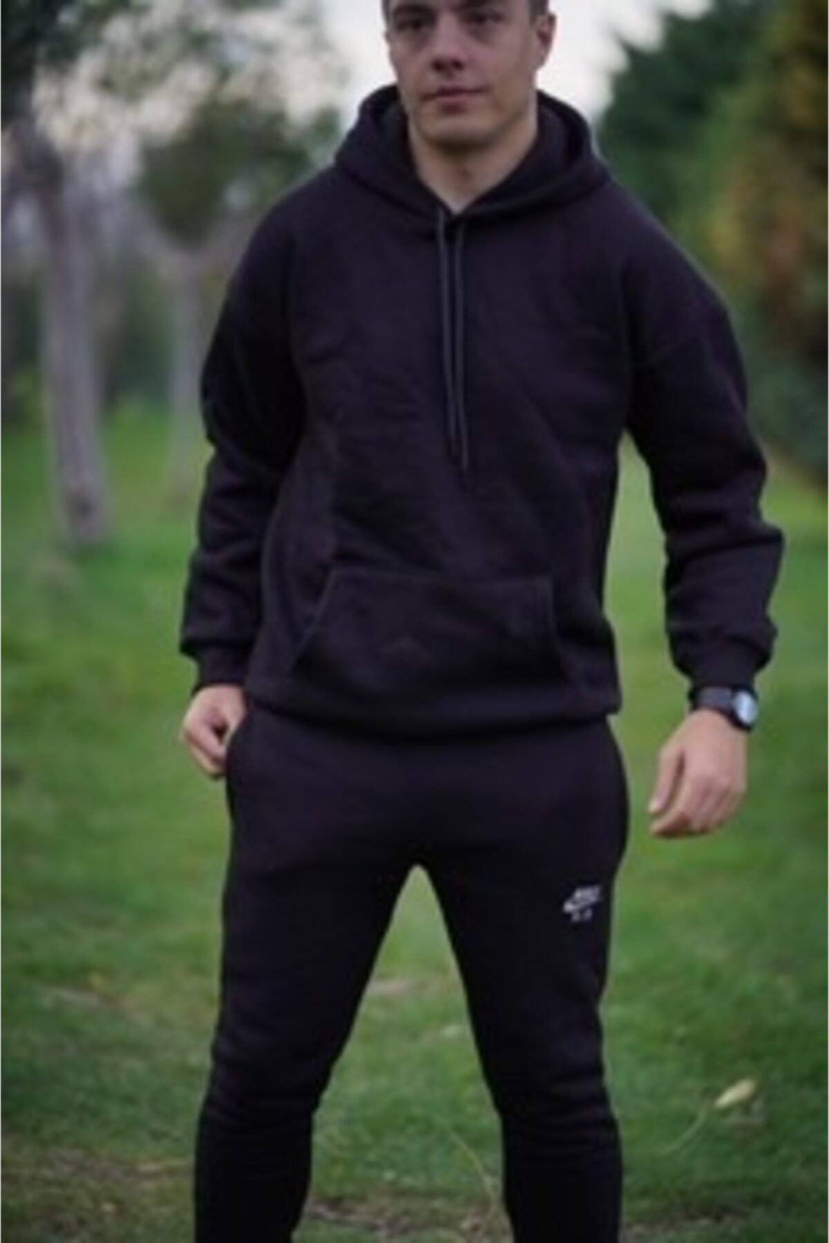 Smyrna Sweatshırt Siyah Oversize Spor