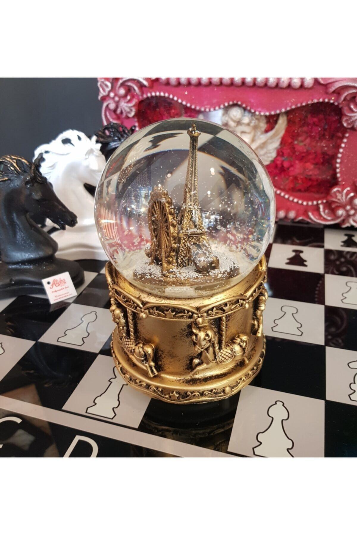 Alibo Eyfel Kulesi Gold Eskitme Otomatik Kar Küresi