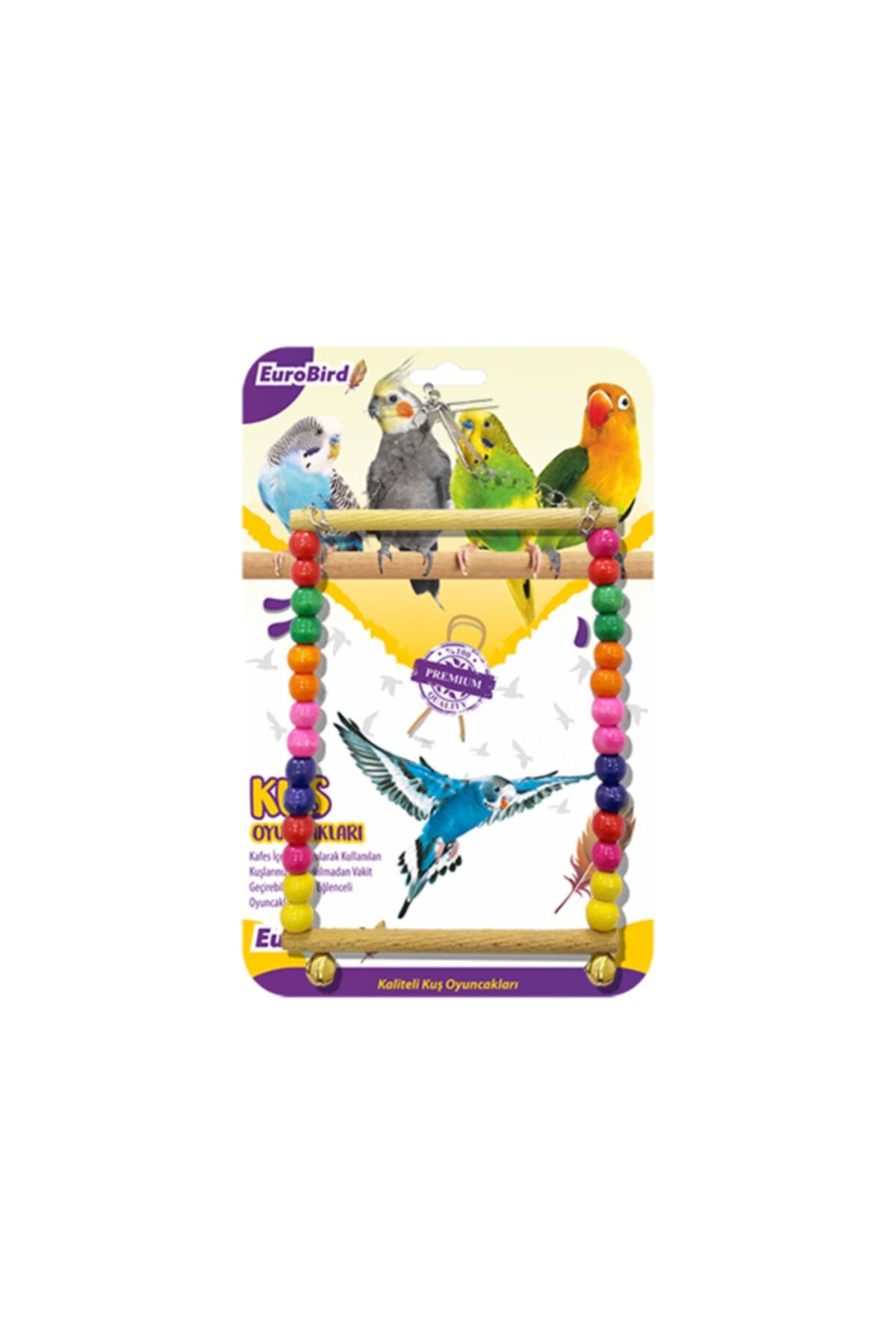 HİLALSHOP Eurobird Kuş Oyuncağı Renkli Boncuklu Kare Salıncak