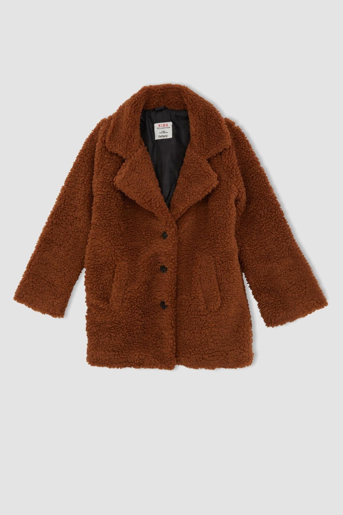 DeFacto Kız Çocuk Regular Fit Pelüş Mont Parka