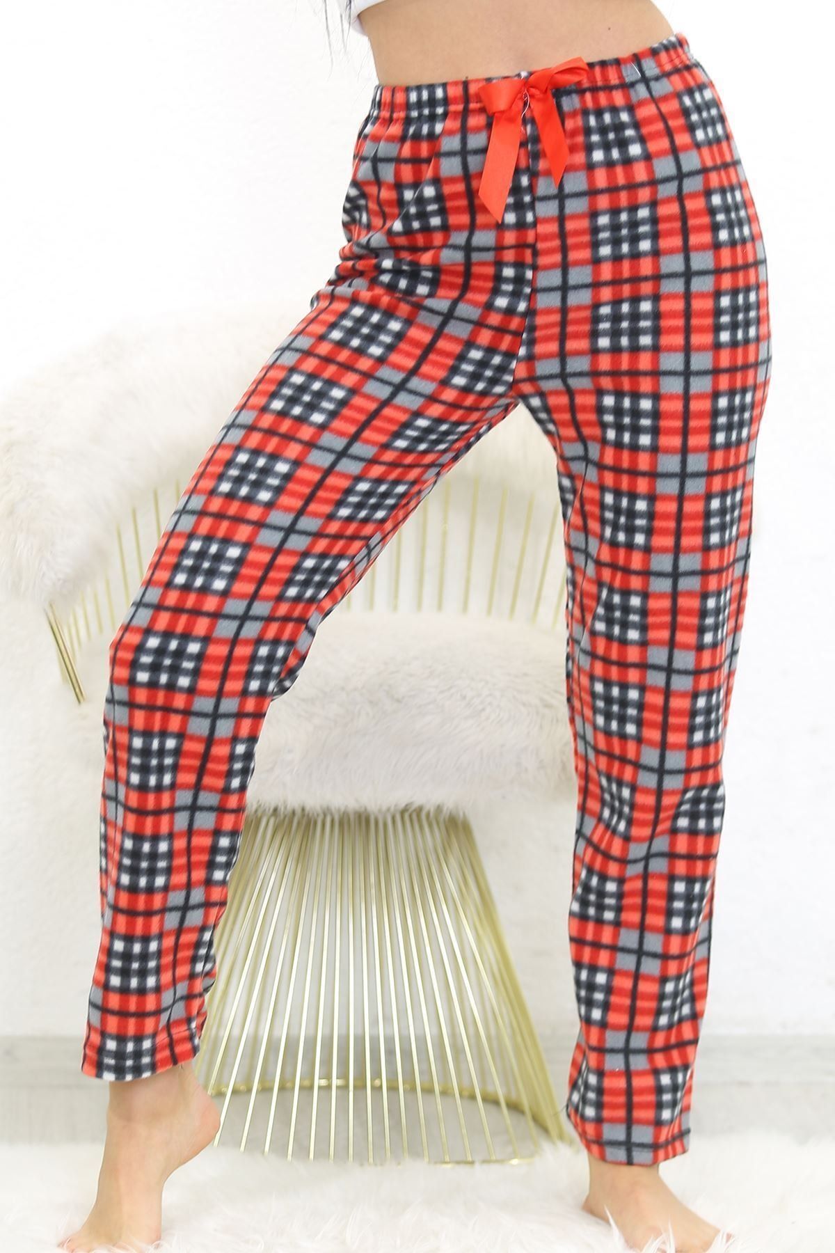 Nikadu Polar Pijama Altı Kırmızıkareli - 4570.919.