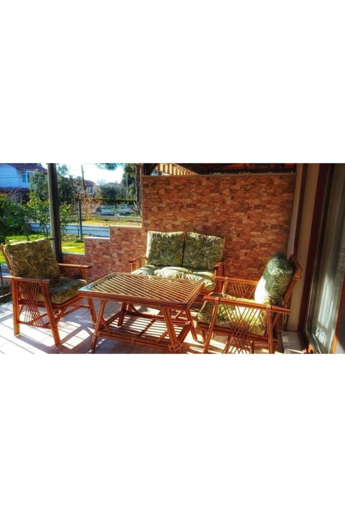 Polathanconcept 4 Kişilik Senyor Bambu Oturma Grubu Bahçe Balkon Kışbahçesi Teras Veranda