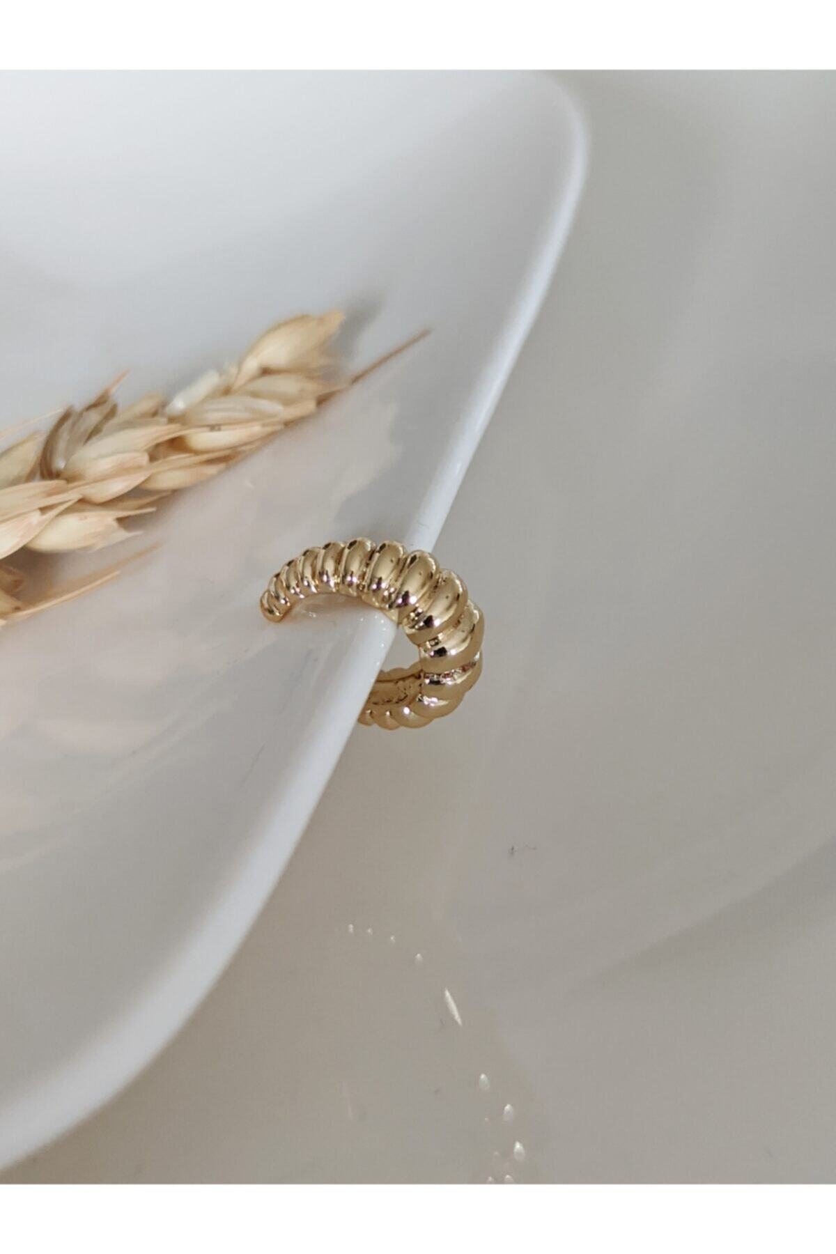 SU PERİSİ TAKI BİJUTERİ Kadın Gold Vintage Earcuff ( Kıkırdak Küpe )