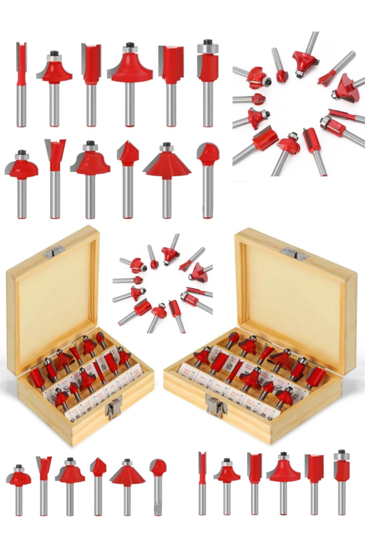 GATOR Freze Uç Takımı Ahşap Oyma Ağaç Delme Çantalı Set 6 Mm 12 Parça