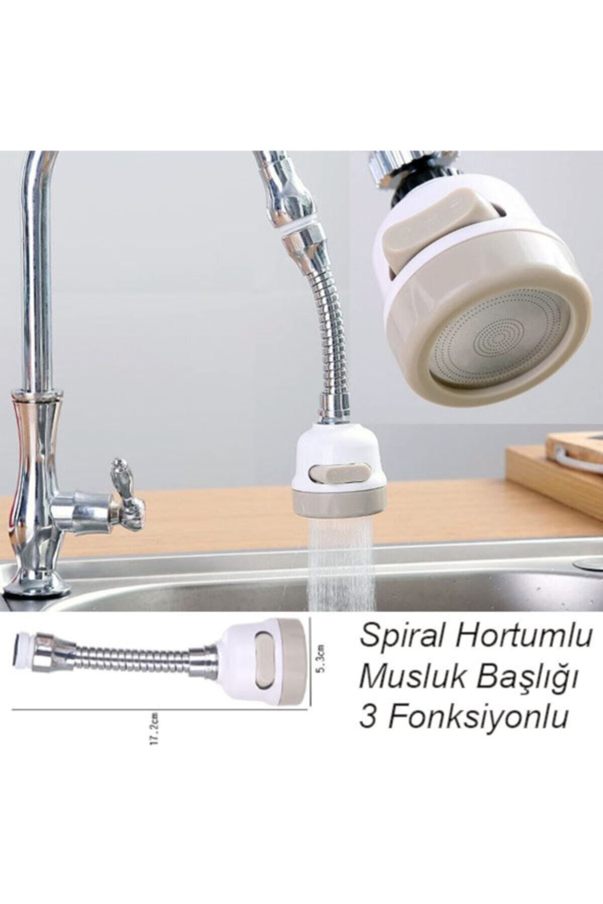 Elif Shopping Oynar Başlıklı Spiral 3 Fonksiyonlu Mutfak Musluk Başlığı