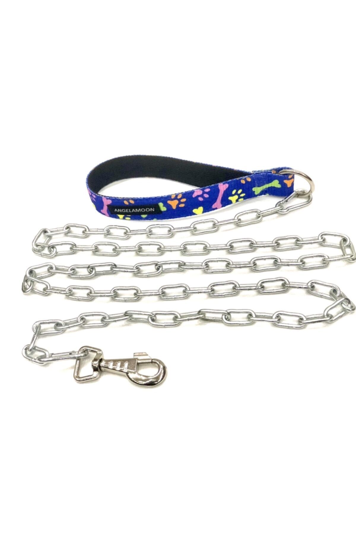 Angelapets Angelamoon Köpek Gezdirme Kayışı Zincir Mavi Desenli 3mm 120cm