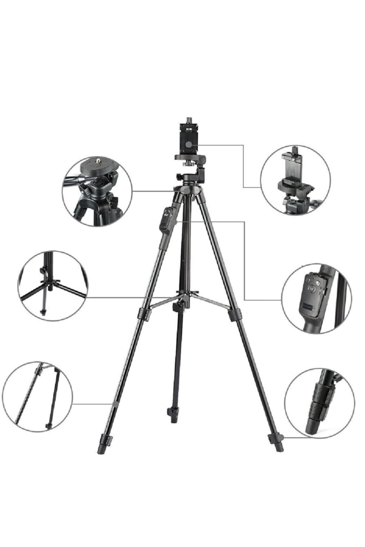 Brawi Bluetooth Kumandalı Youtuber Tiktok Led Tripod Fotoğraf Makinesi Uyumlu Ring Light 10 Inç Halka