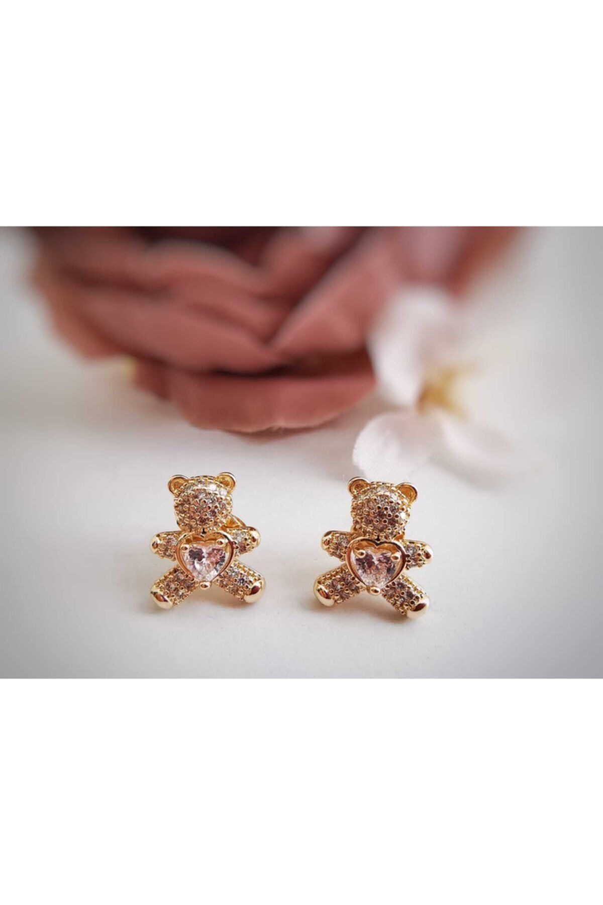 Hypnos Accessories Ayıcık Figürlü Zirkon Taş Küpe