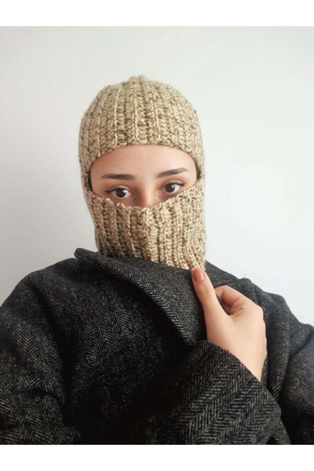 Blunotte El Örgüsü Kar Maskesi - Şapkası
