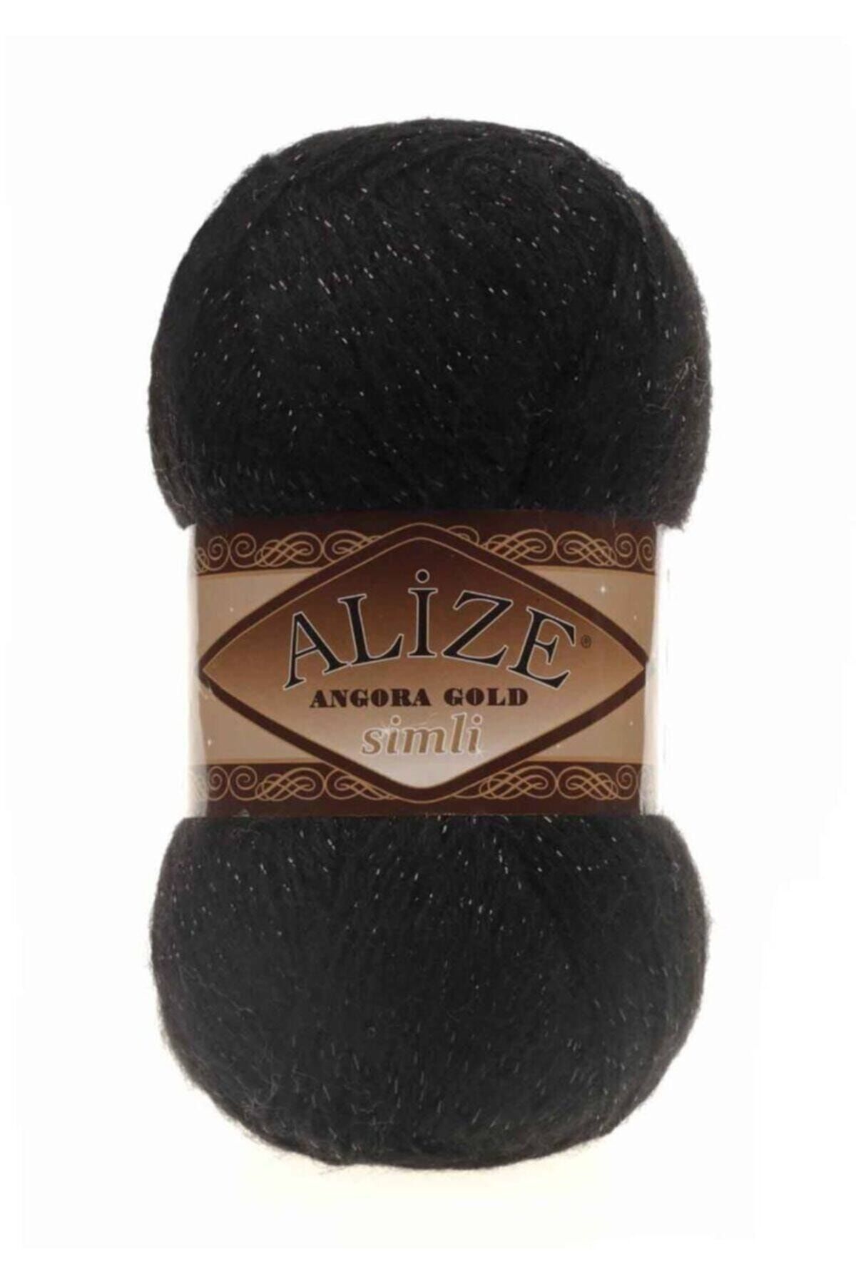 Alize Angora Gold Simli El Örgü Ipi Siyah 060