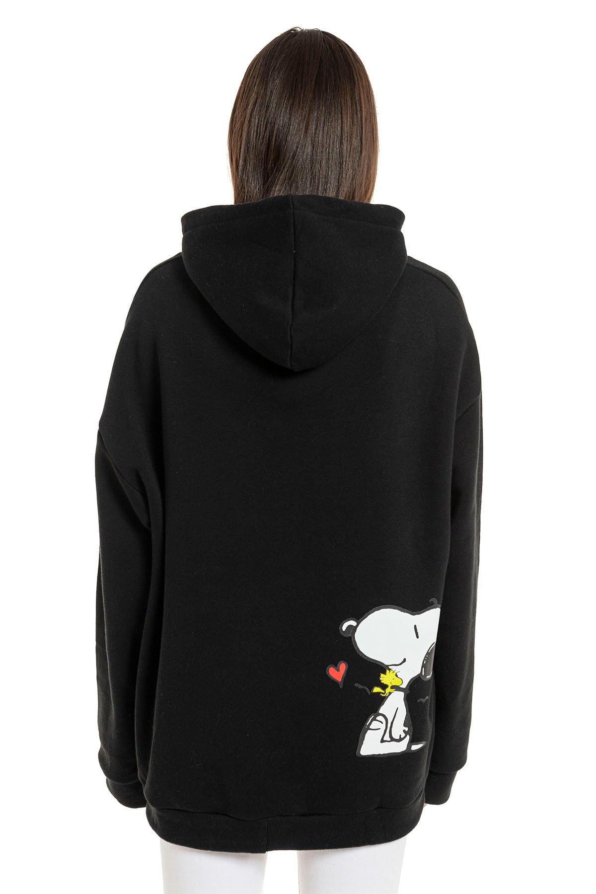 SALAS MODA Oversize Baskılı Kordon Detaylı Sweatshirt Slssw0002