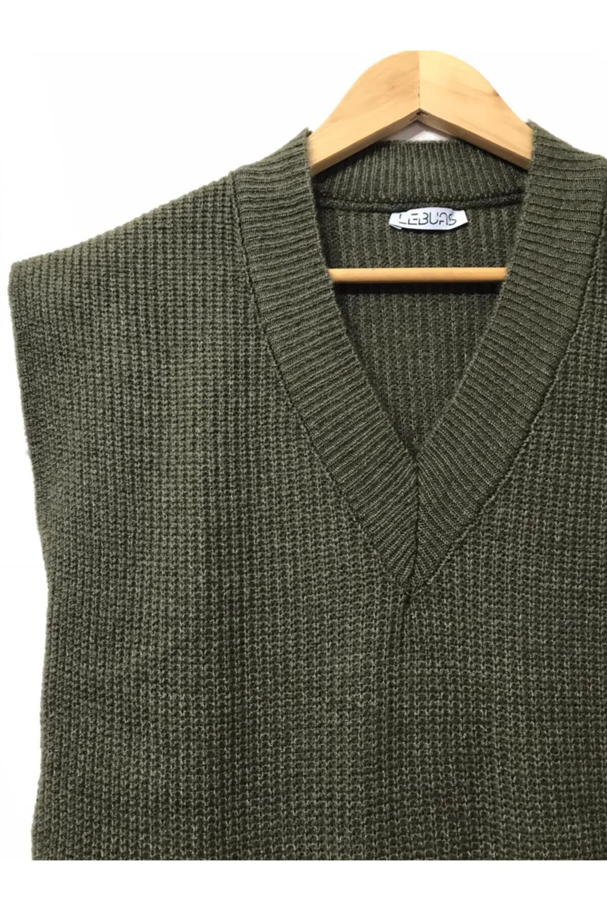 LEBUAS Triko Süveter Uzun V Yaka Selanik Örgü Yünlü