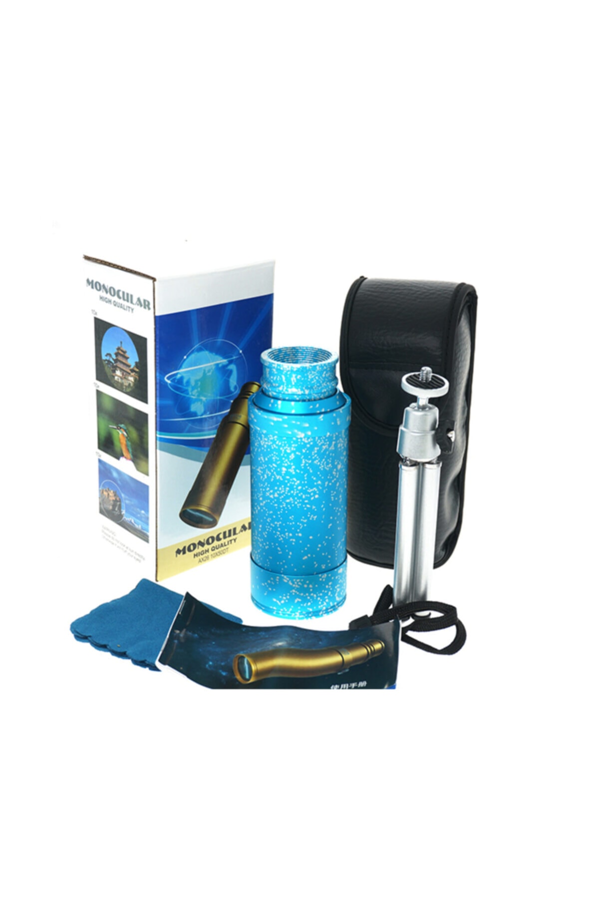 Nikula 50x50 Panda Metal Gövde Tek Gözle Büyük Mercek Korsan Dürbün Mavi