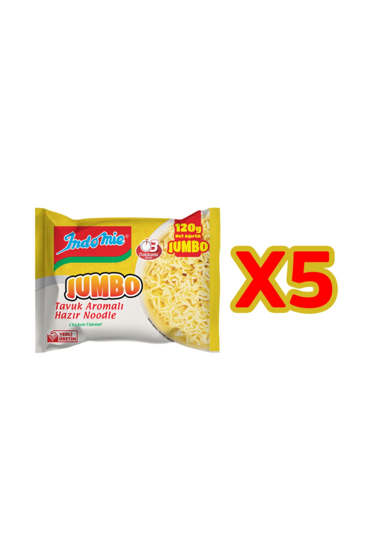 İndomie Indo Mie Tavuklu Hazır Noodle Jumbo Avantaj Paketi 5x120 gr