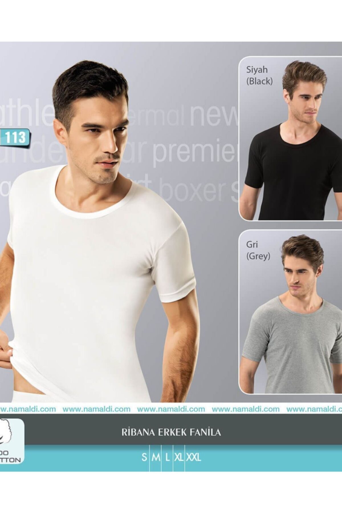 Namaldı Erkek Beyaz Ribana Açık Yaka Fanila 6'lı Paket 113