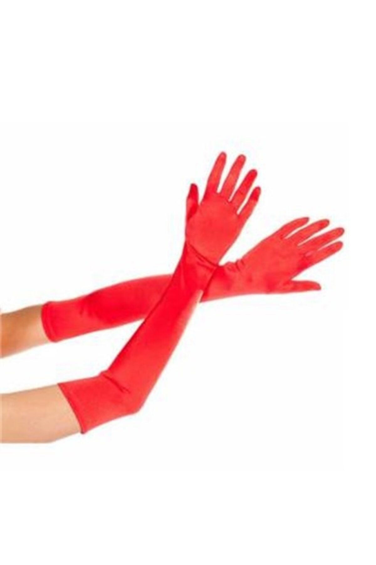 HİLALSHOP Kırmızı Saten Abiye Eldiveni