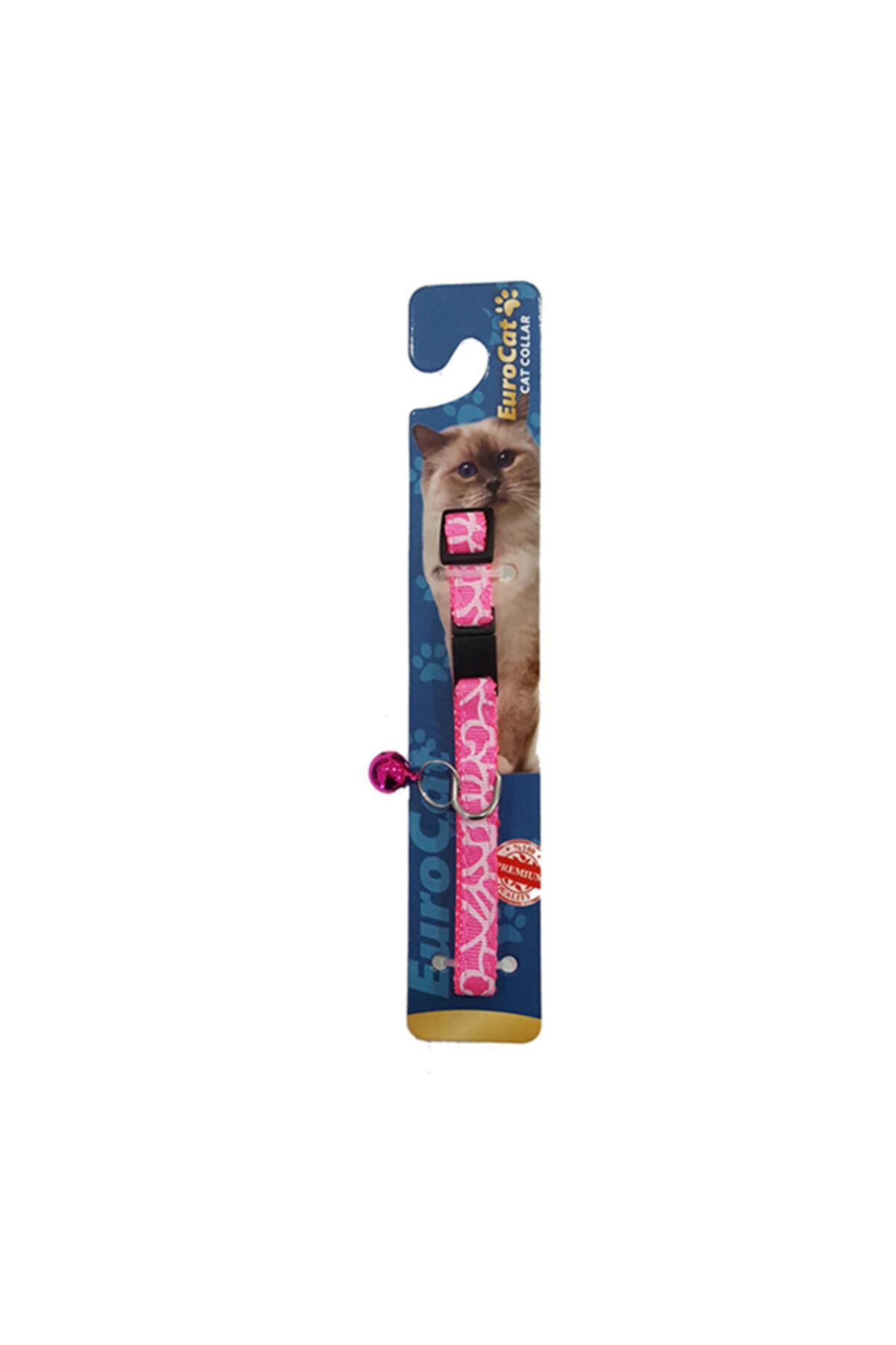 HİLALSHOP Eurocat Çizgi Desenli Çıngıraklı Kedi Boyun Tasması Pembe