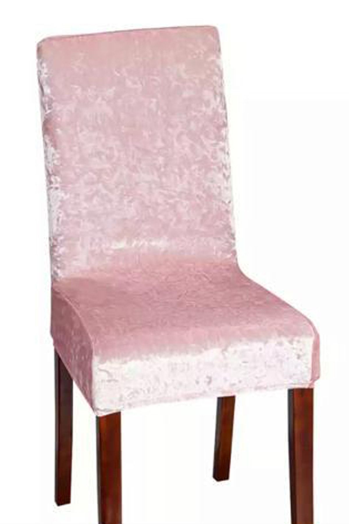 Fushia Likralı Kadife Sandalye Örtüsü Yıkanabilir Spandex Sandalye Kılıfı Pudra