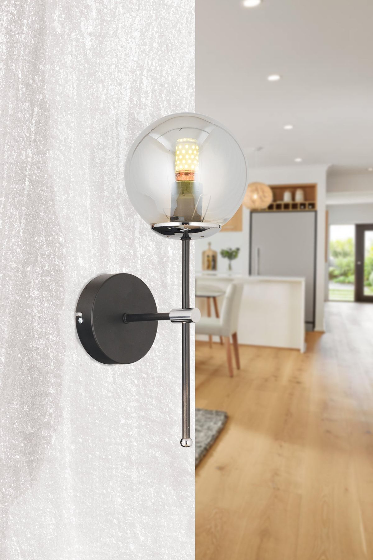 ESSLİGHT Asya Modern Füme Glop Camlı Aplik
