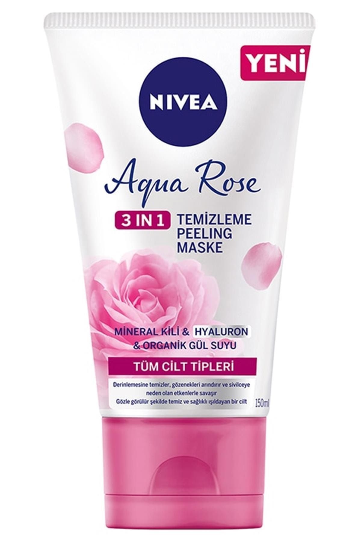 Nivea Aqua Rose 3’ü 1 Arada Temizleme Peeling Maske 150 Ml